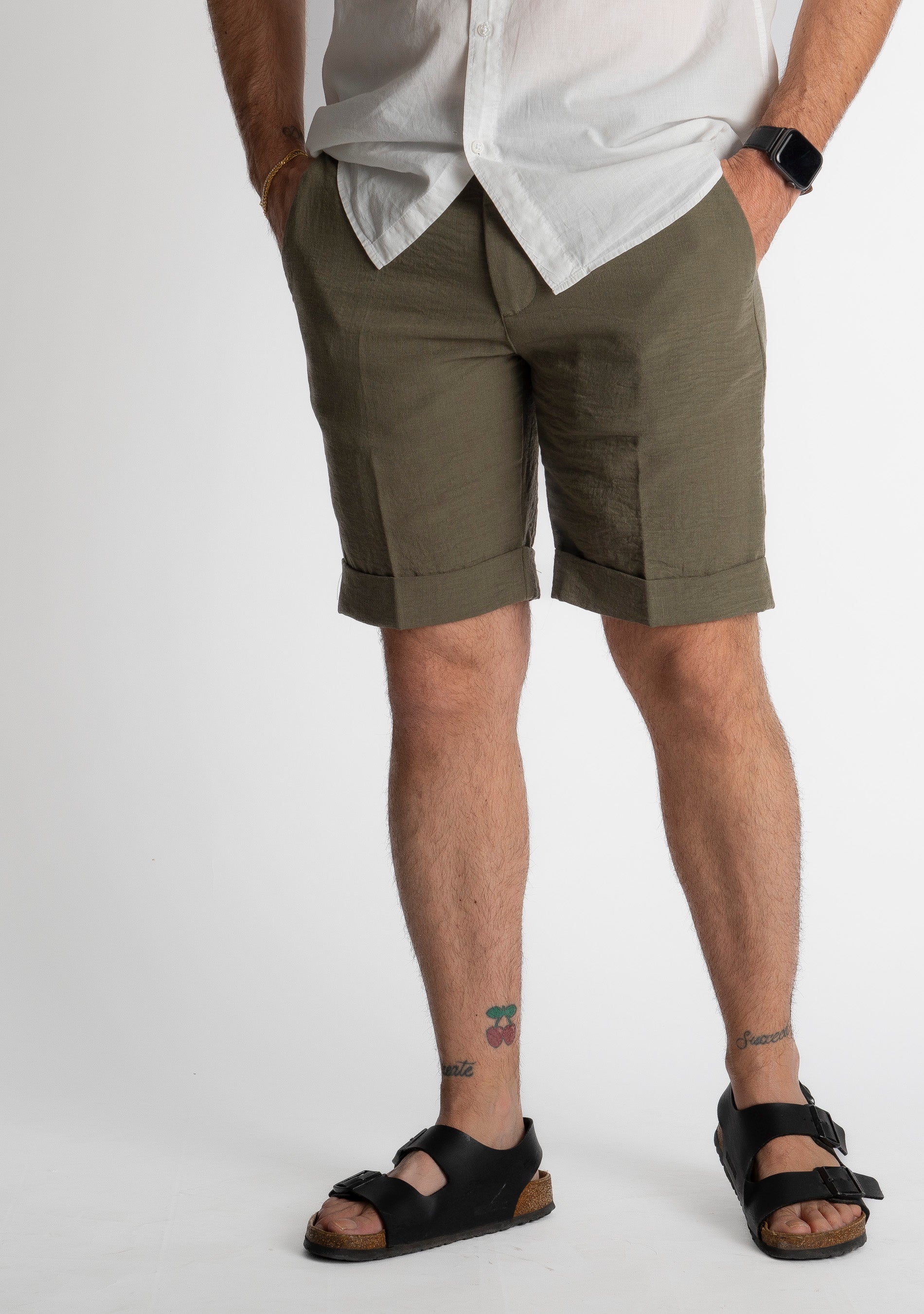 Bermuda Capri In Lino Verde