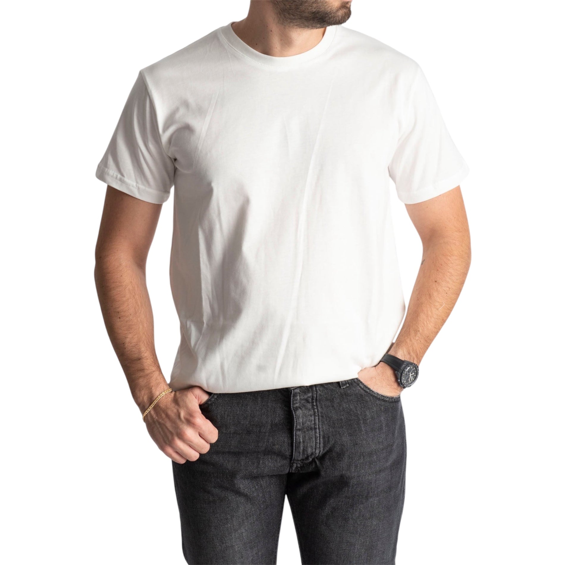 T-Shirt Manica Corta Sotto Giacca Basica Bianca