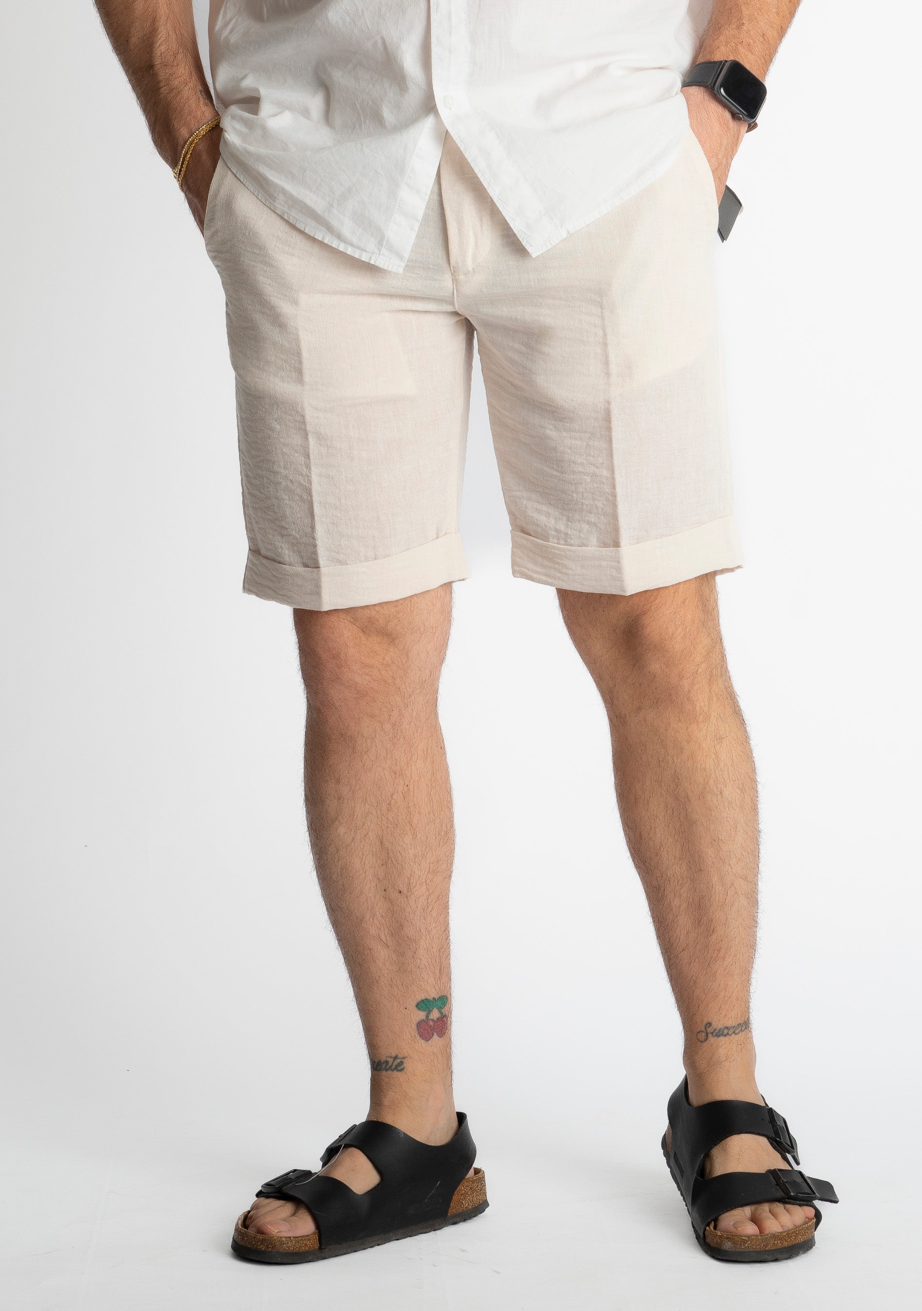 Bermuda Capri In Lino Beige