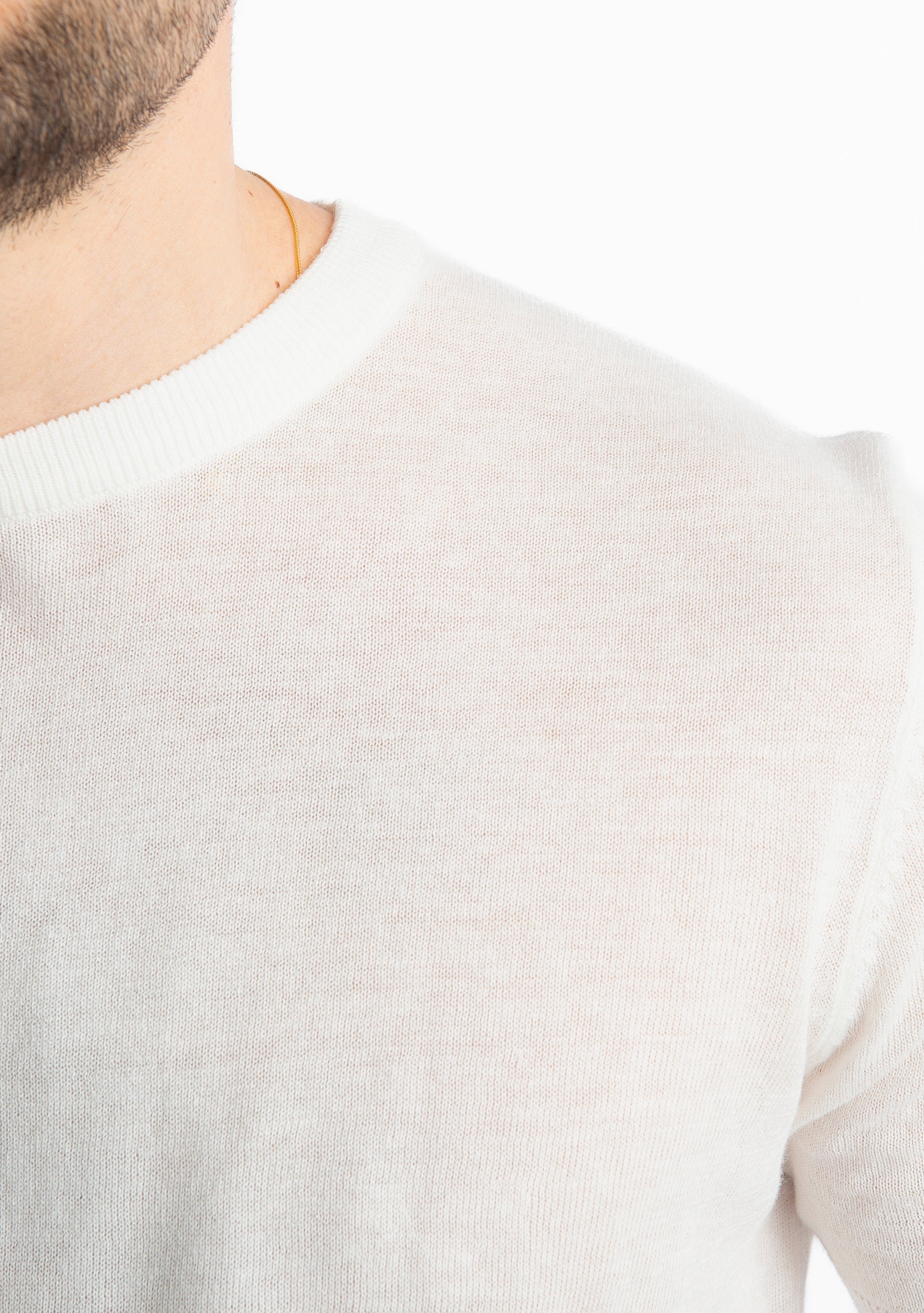 T-Shirt Girocollo Lino E Cotone Bianco