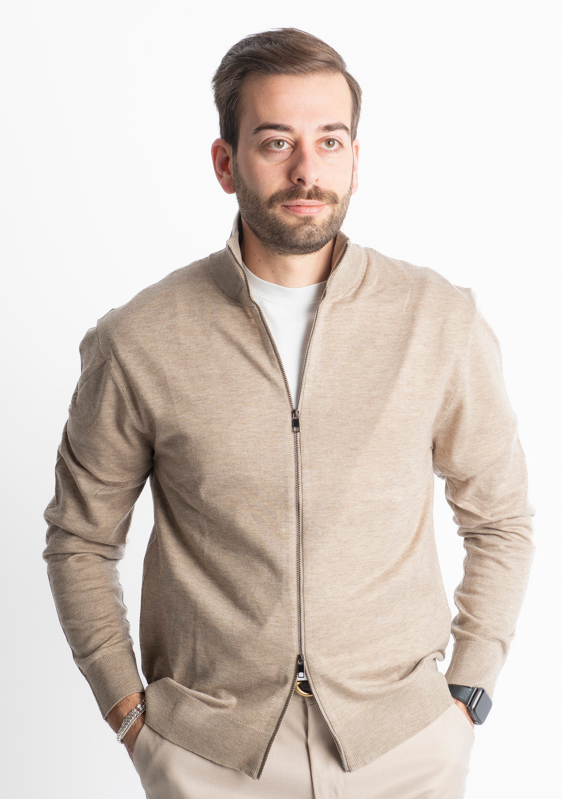 Cardigan Full Zip IT007 Beige