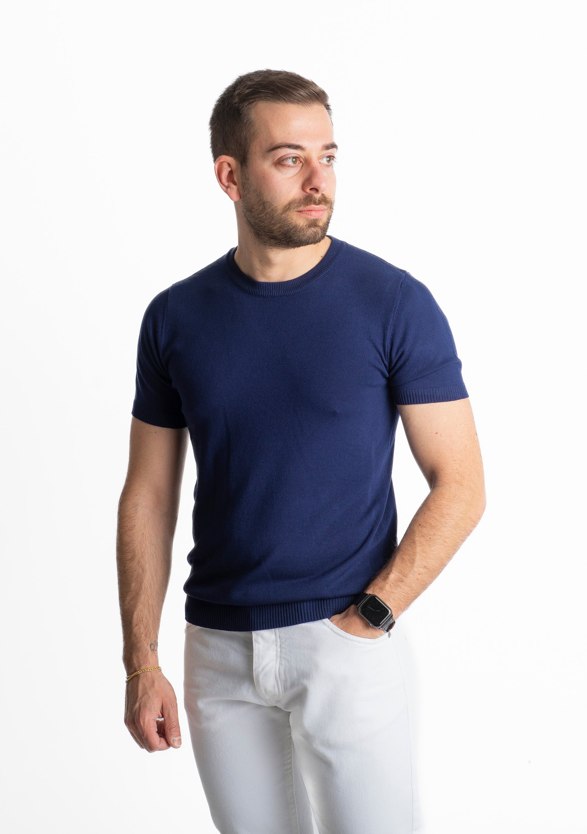T-shirt in Maglia Blu