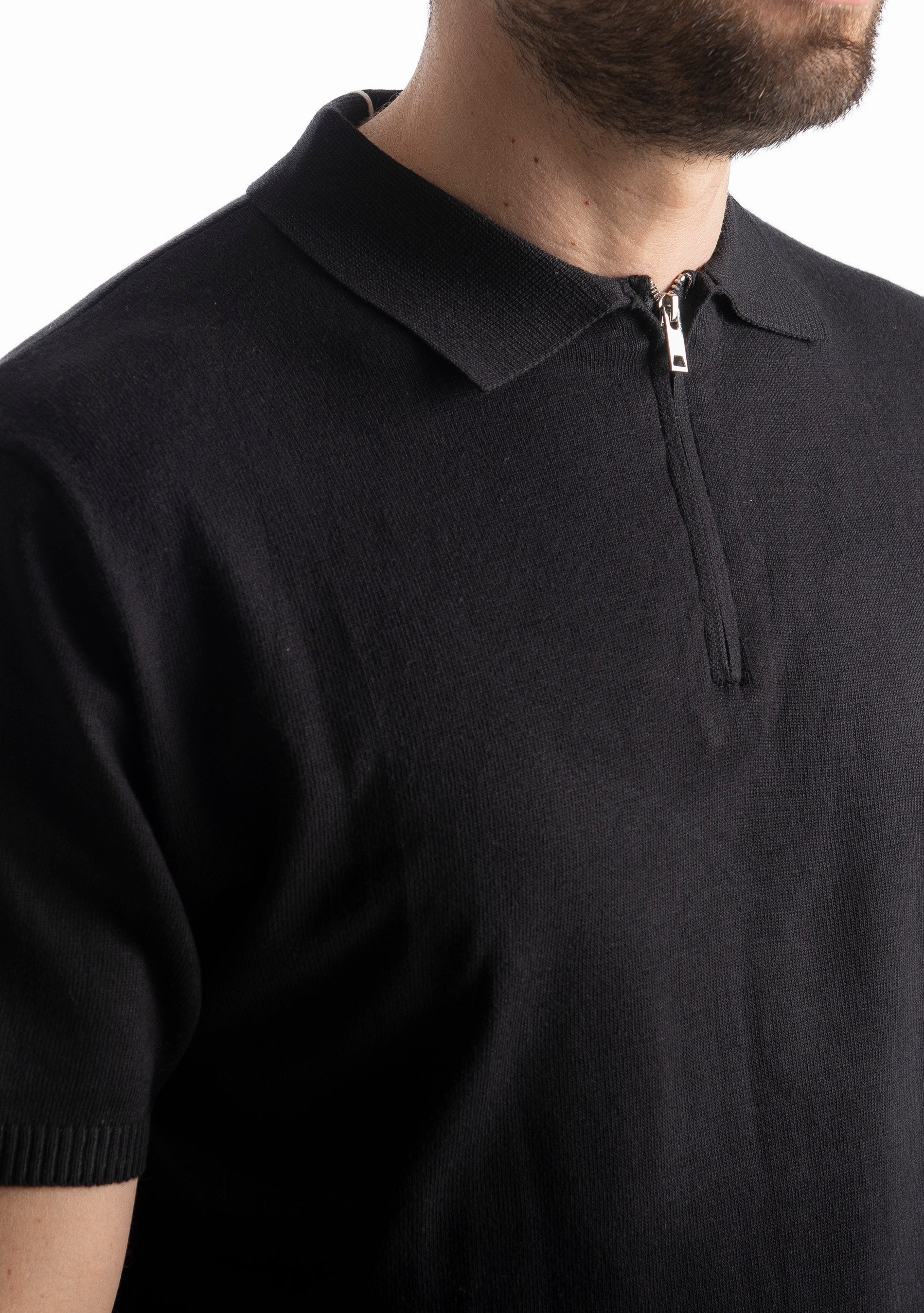 Polo con Zip Uomo Nera