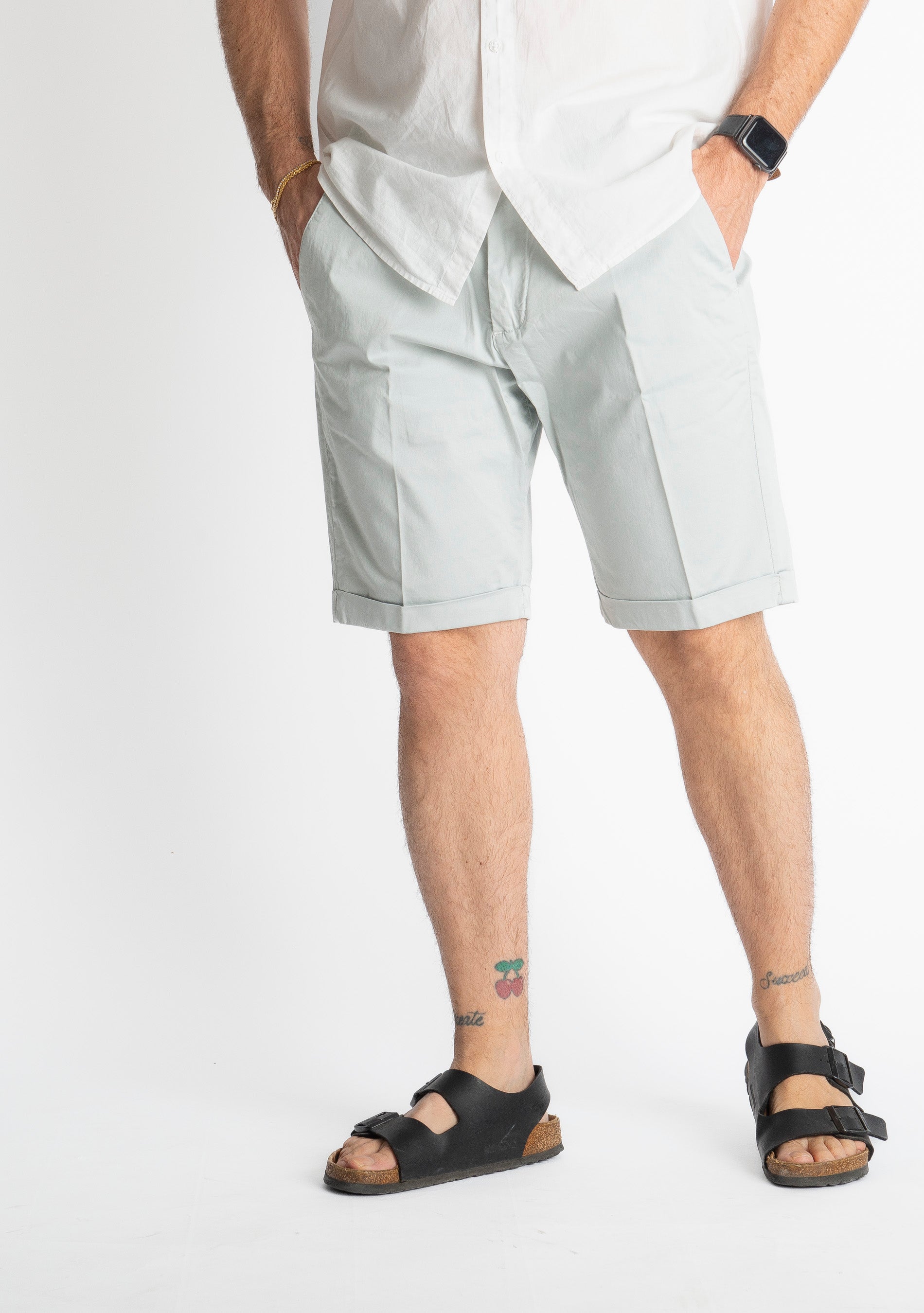 Bermuda Raso Cotone Grigio Perla
