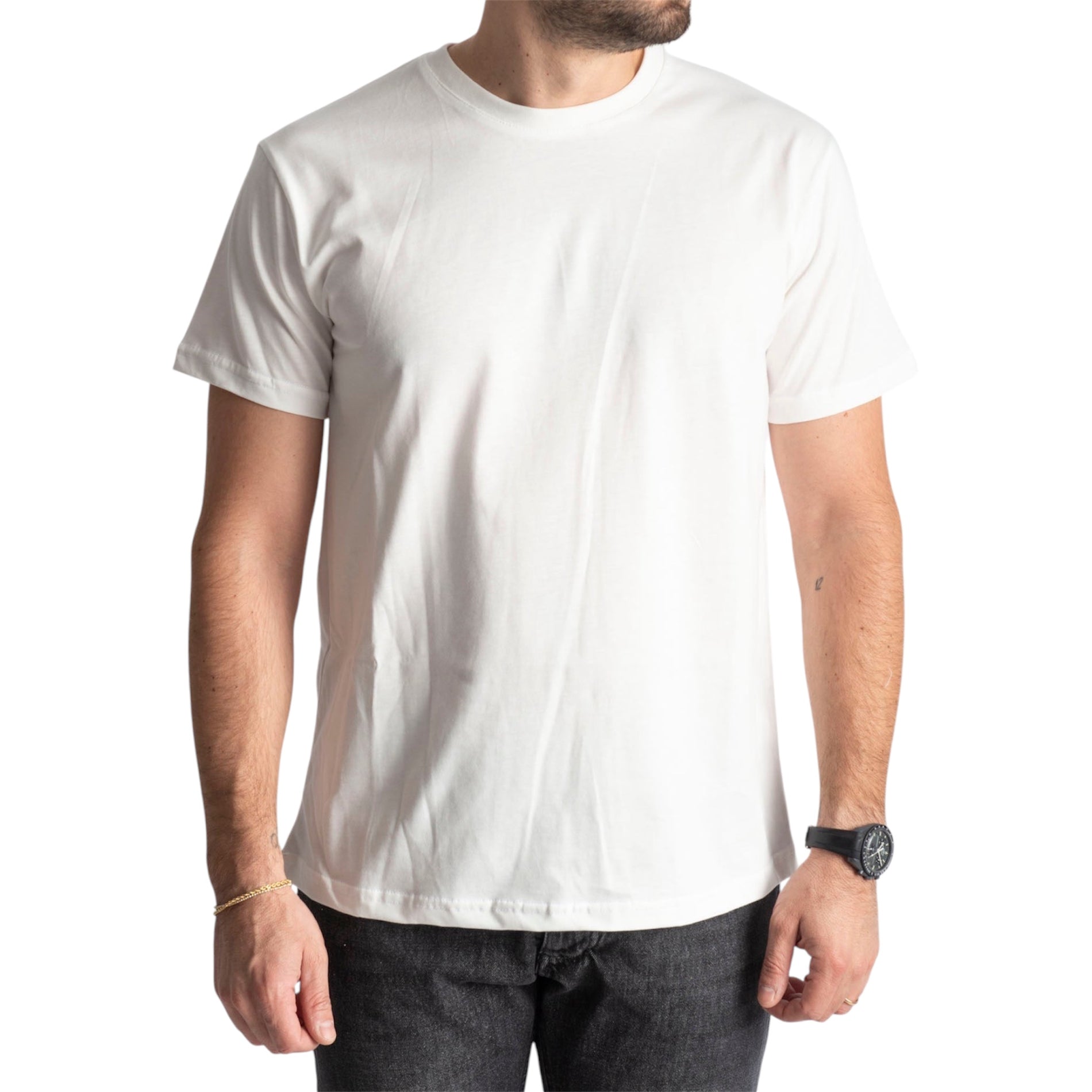 T-Shirt Manica Corta Sotto Giacca Basica Bianca