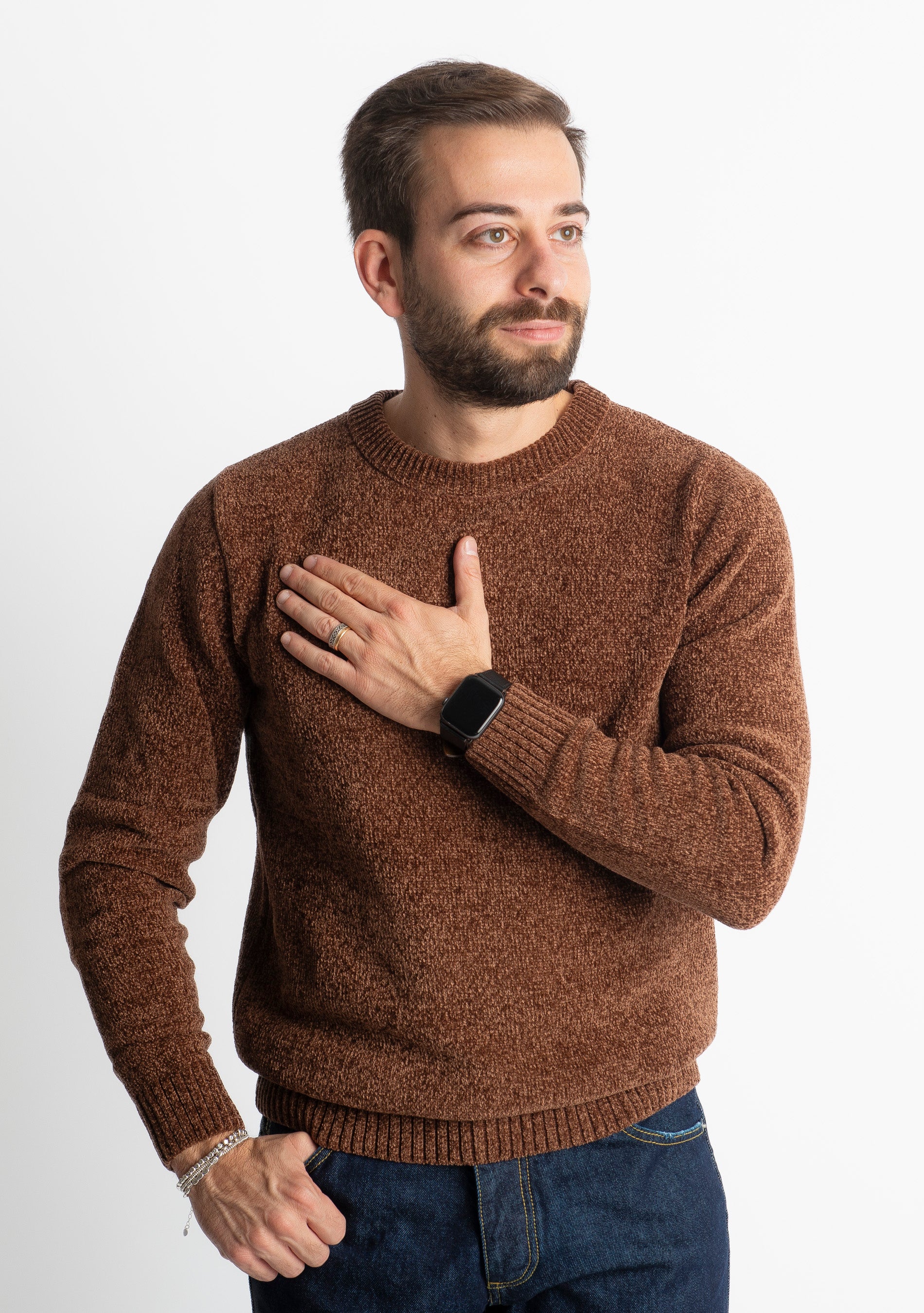 Maglione in Ciniglia 21027 Tabacco