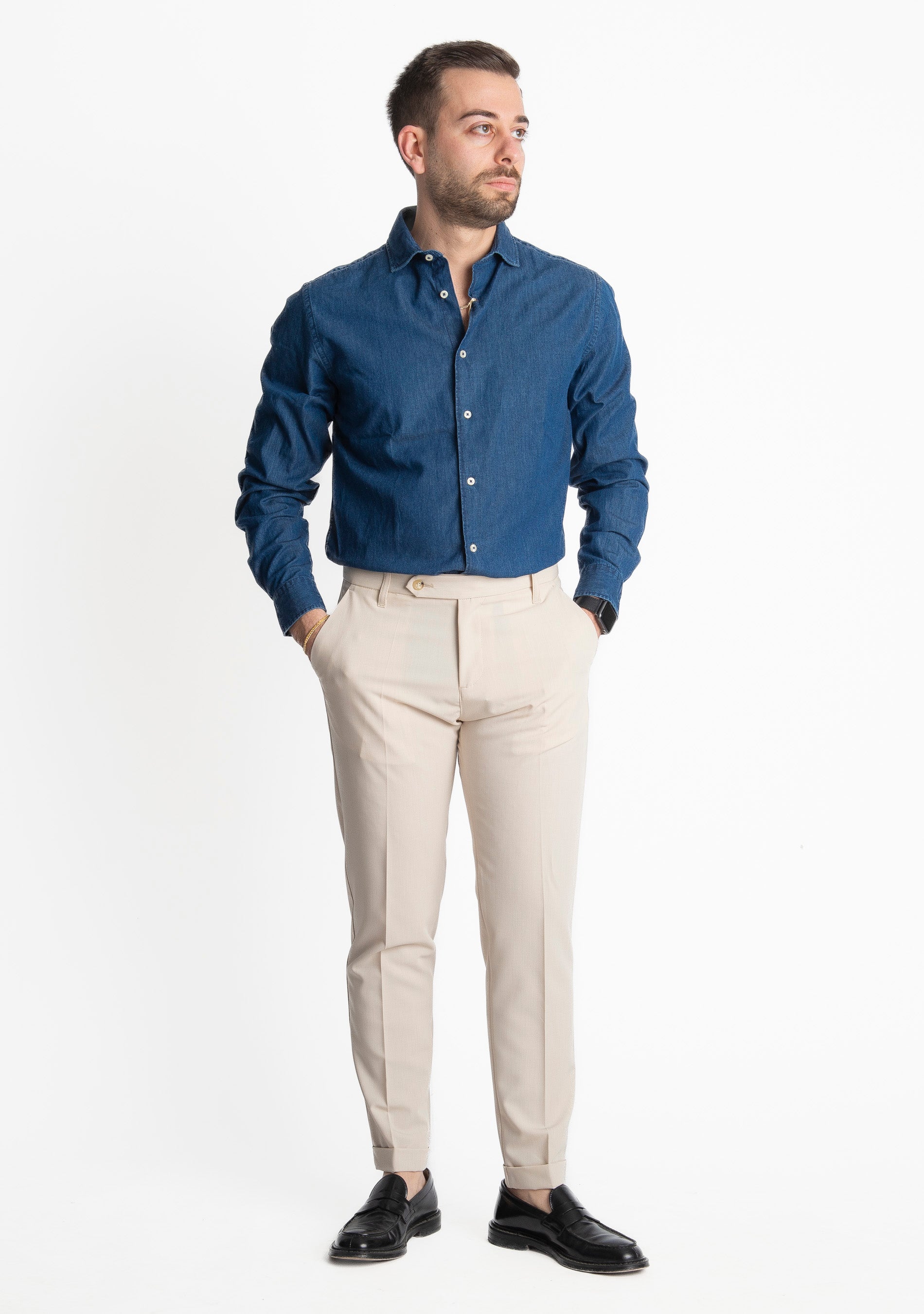 Camicia Denim Officine Borboniche Blu Scuro