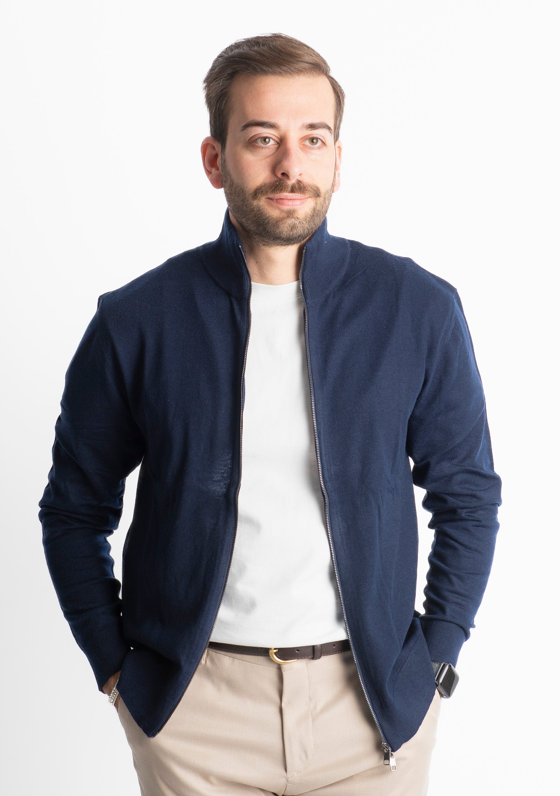 Cardigan Full Zip IT007 Blu