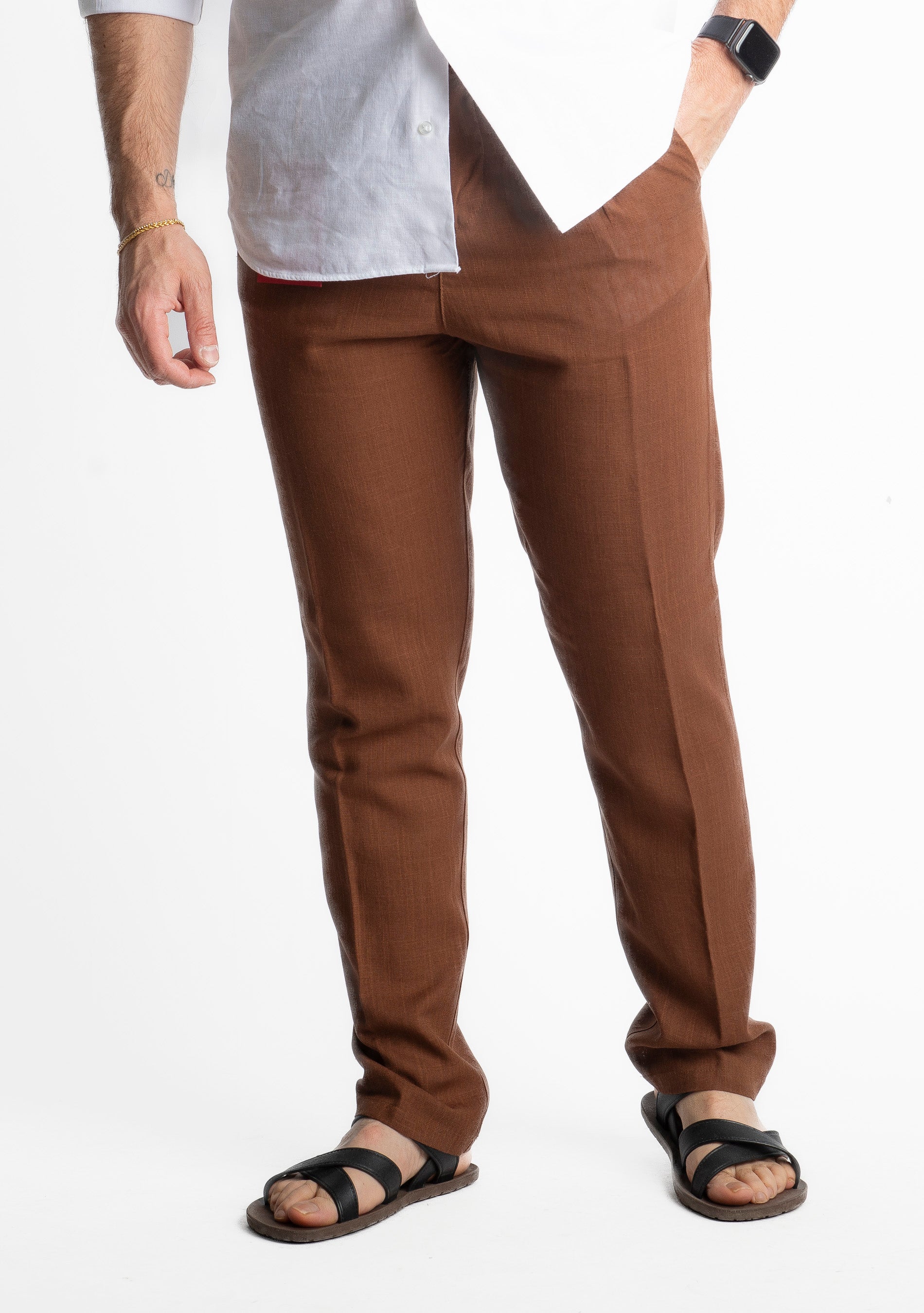Pantalone in Lino Officine Borboniche Tabacco