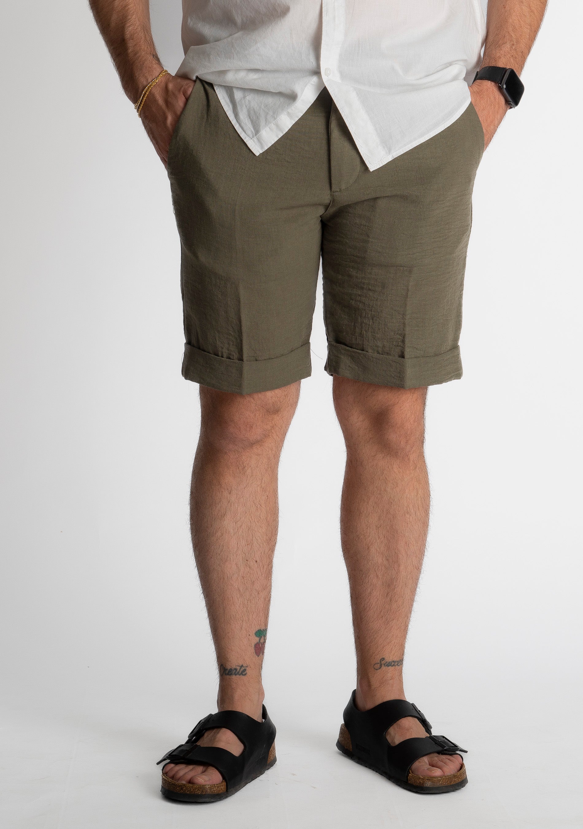 Bermuda Capri In Lino Verde