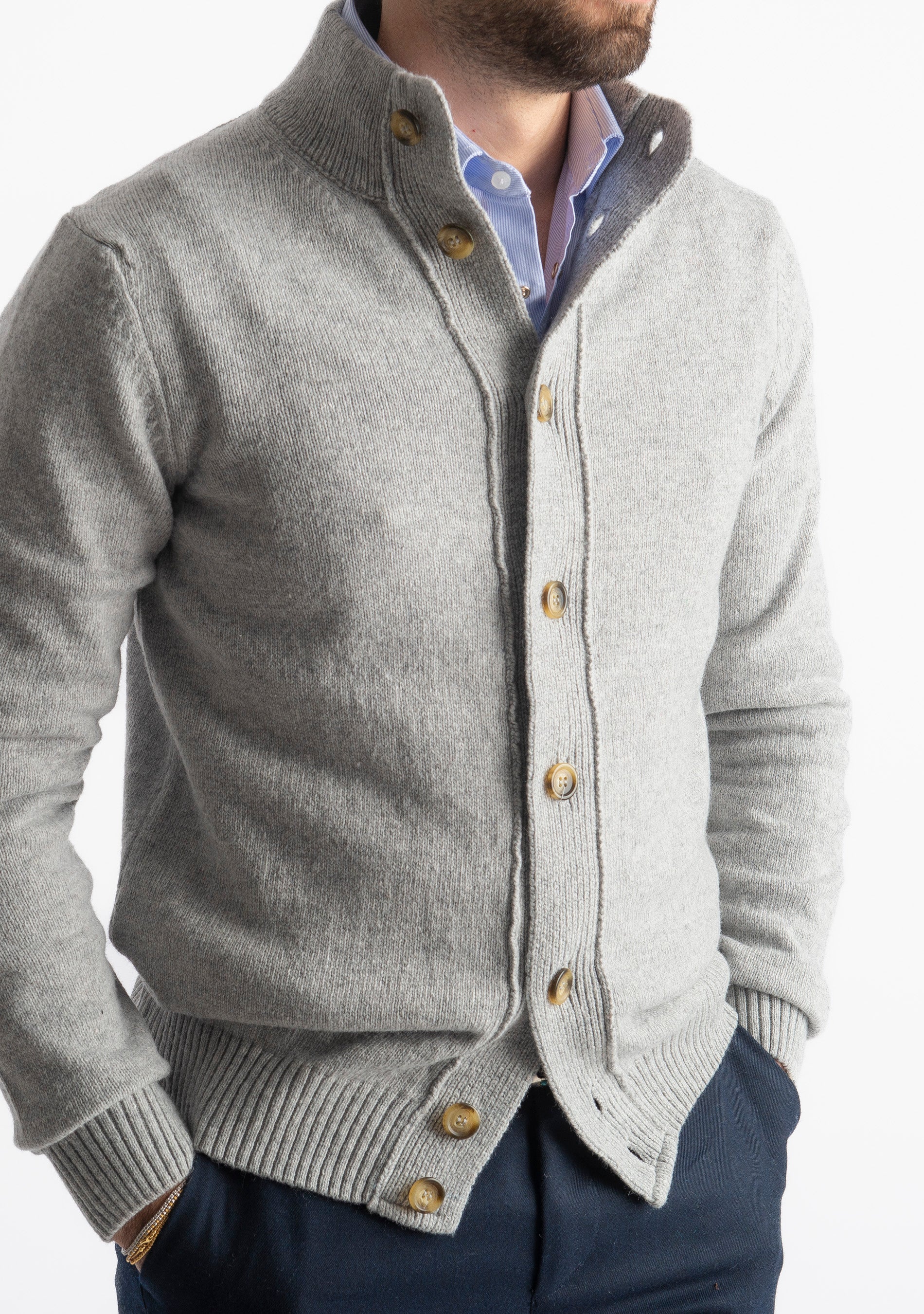 Cardigan In Lana Lambswool Grigio