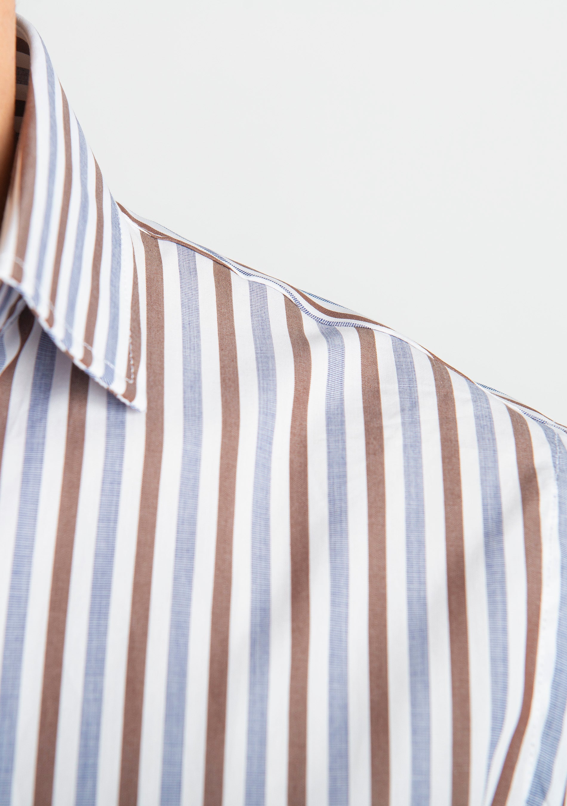 Camicia Rigata Blu/Marrone