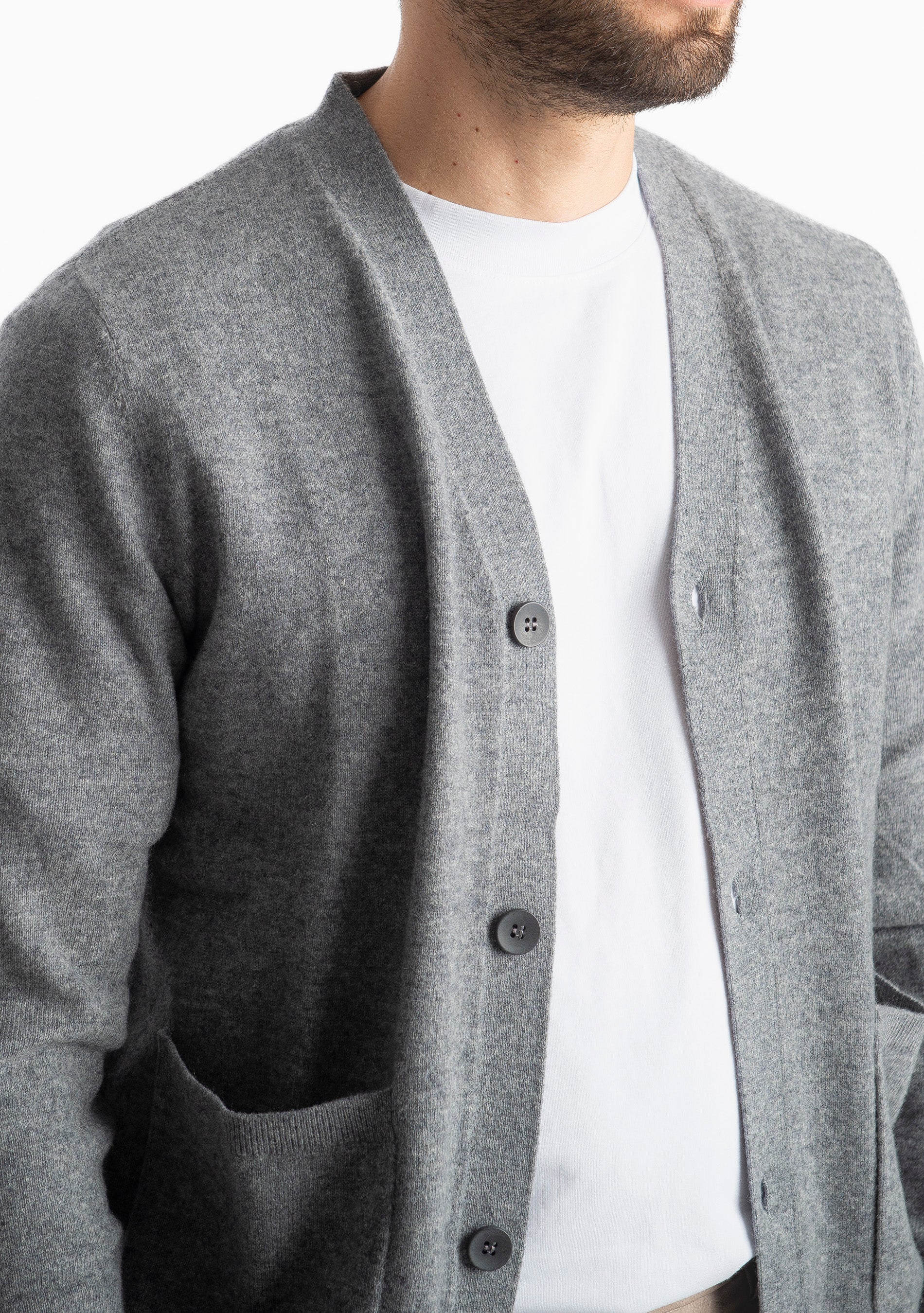 Cardigan In Cashmere CA33 Grigio