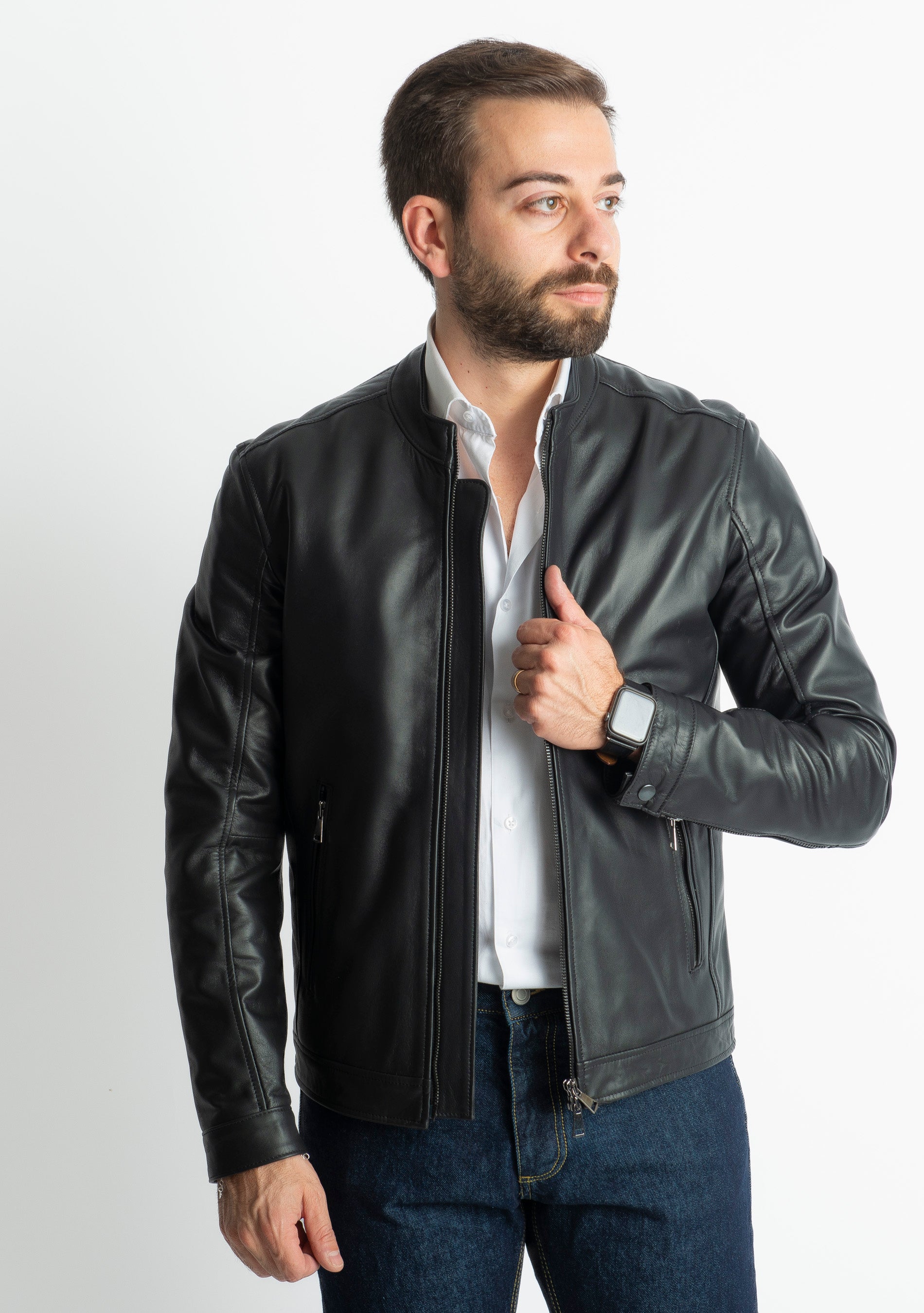 Giubbino Biker Rebel Vera Pelle Nero