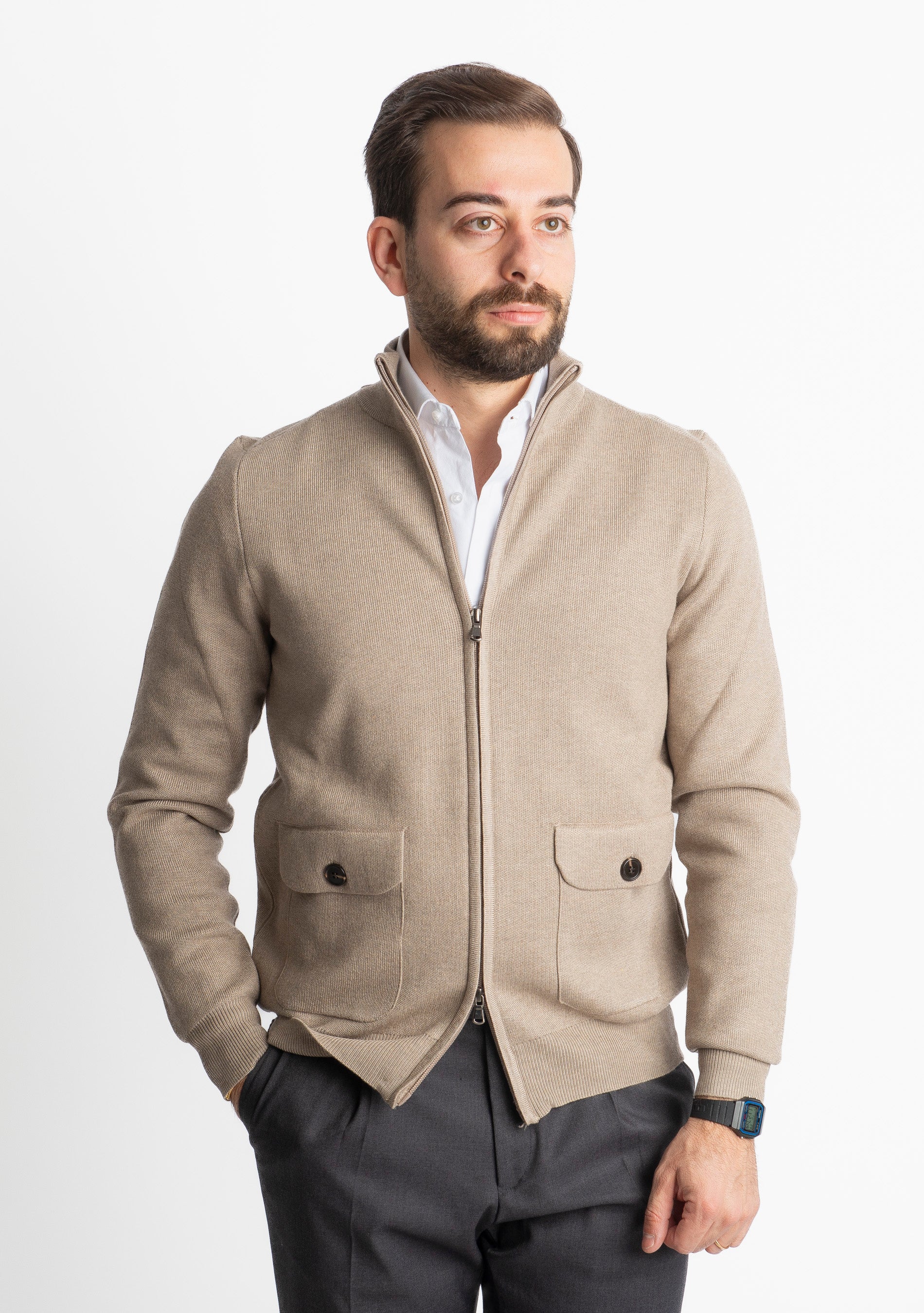 Cardigan Con Zip 251167 Tortora