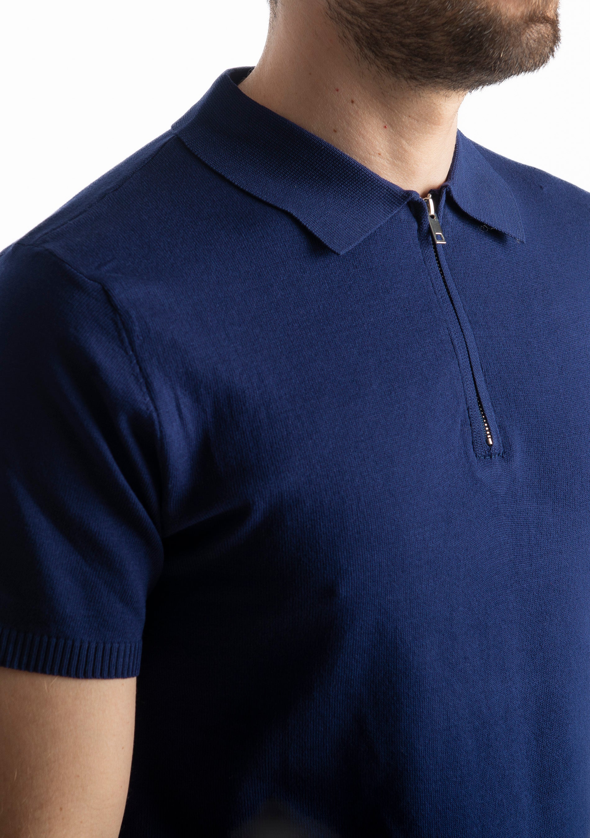 Polo con Zip Uomo Blu