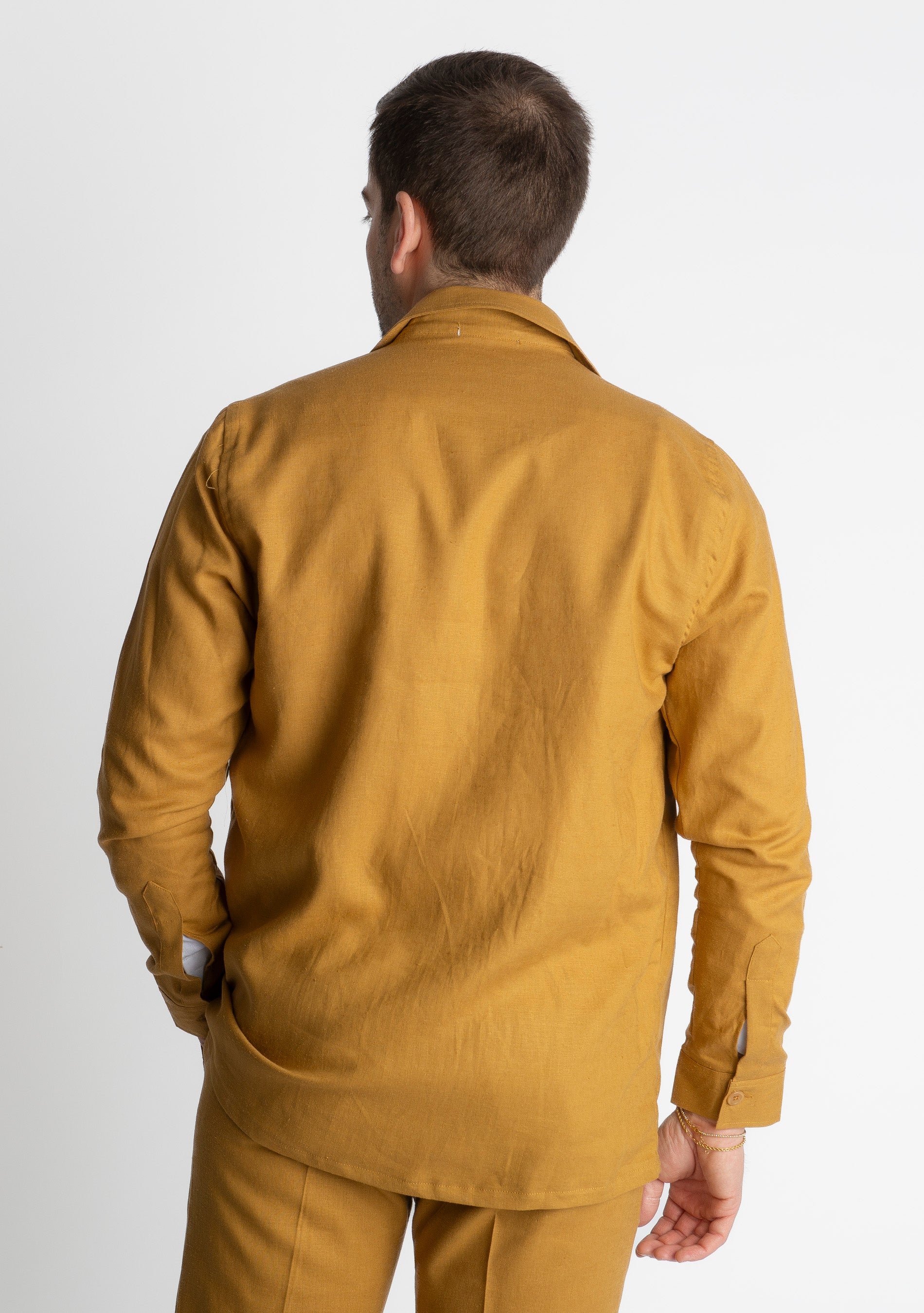 Giacca Sahariana in Lino TO1056 Ocra