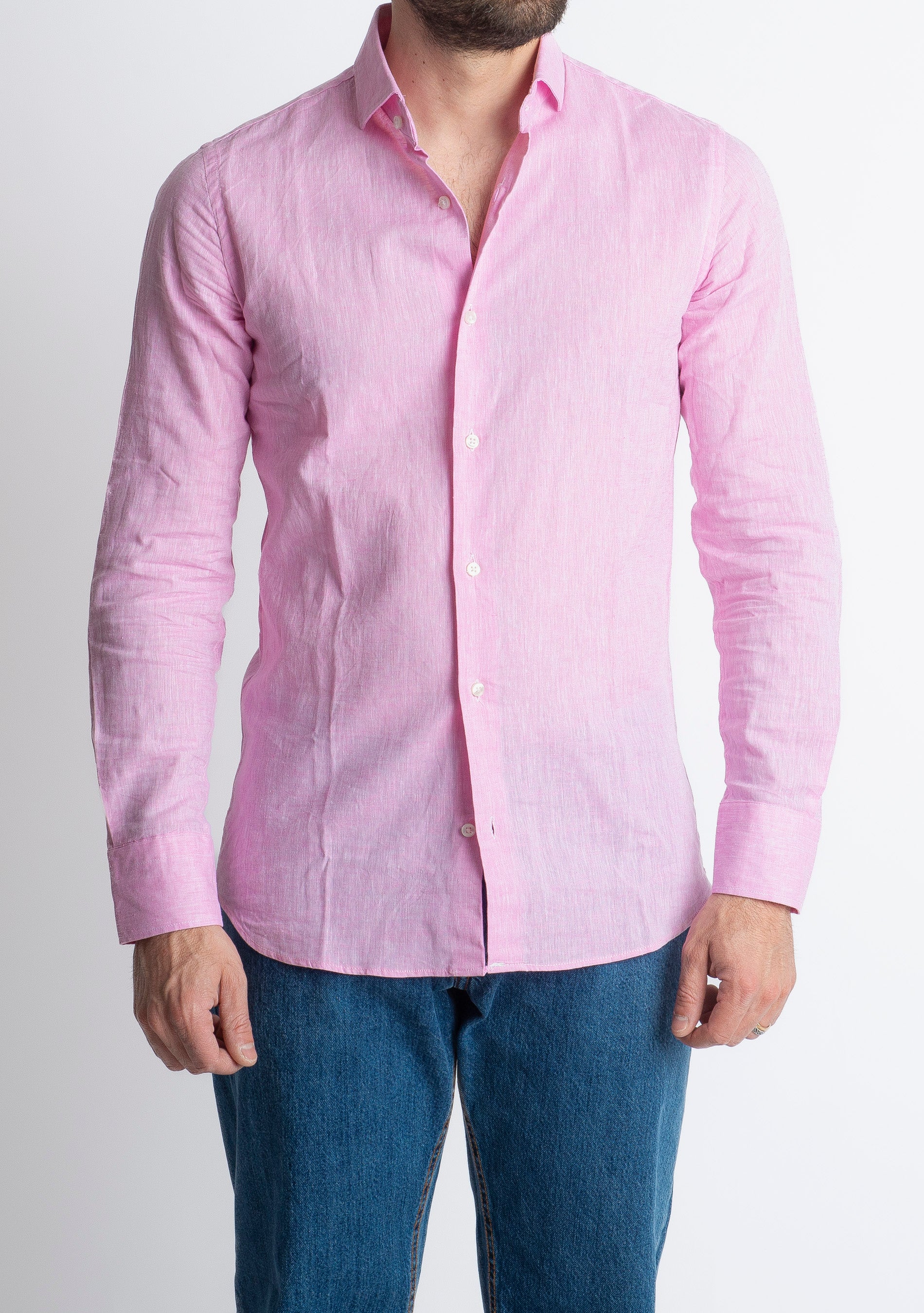 Camicia in Lino Rosa