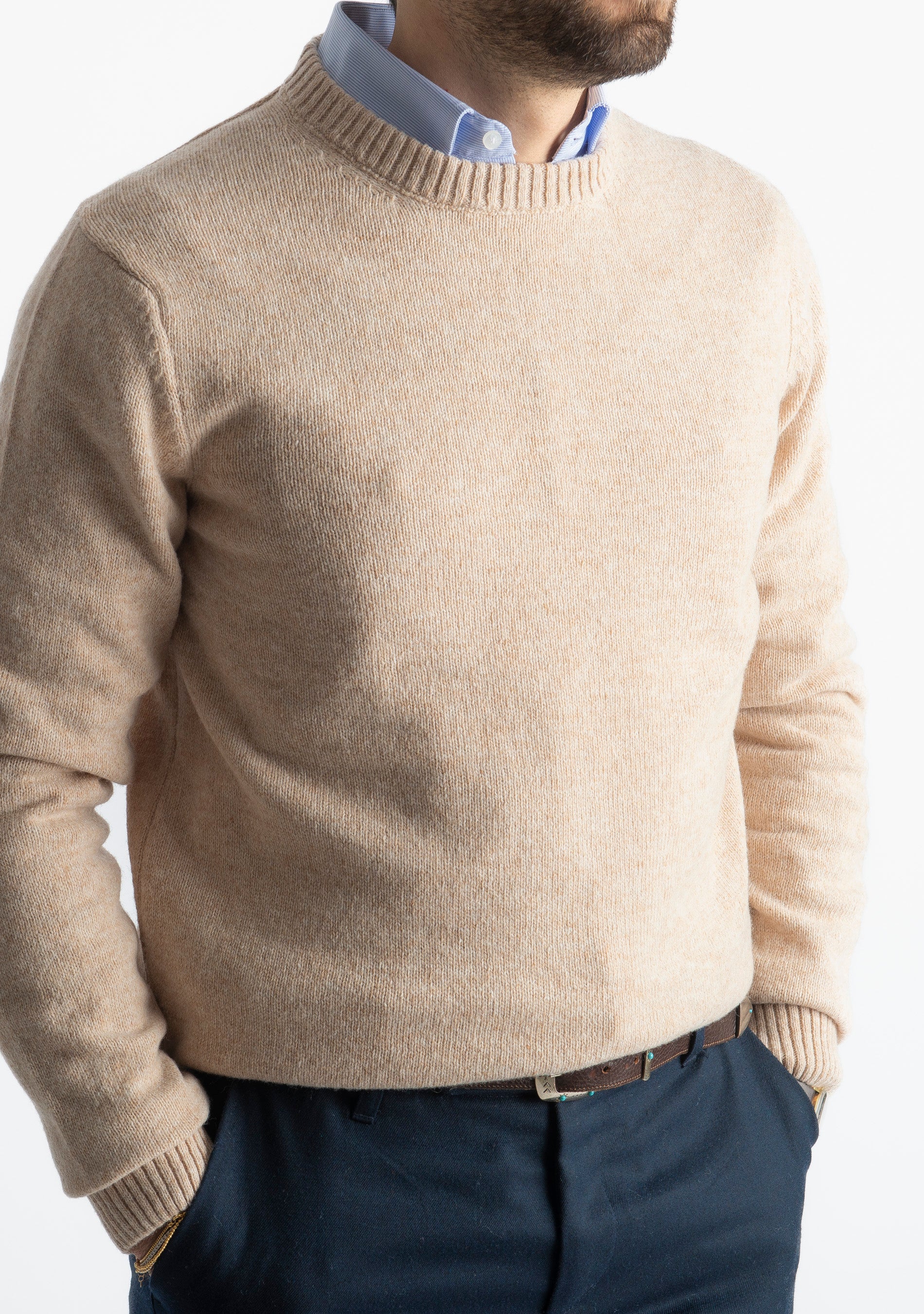 Maglione Girocollo Cortina In Lana Beige