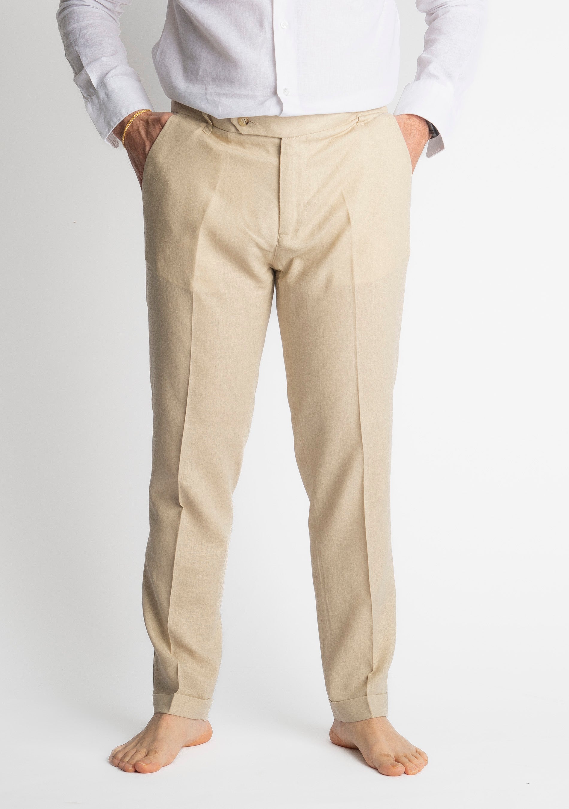 Pantalone TO8008 Miller in Lino Beige
