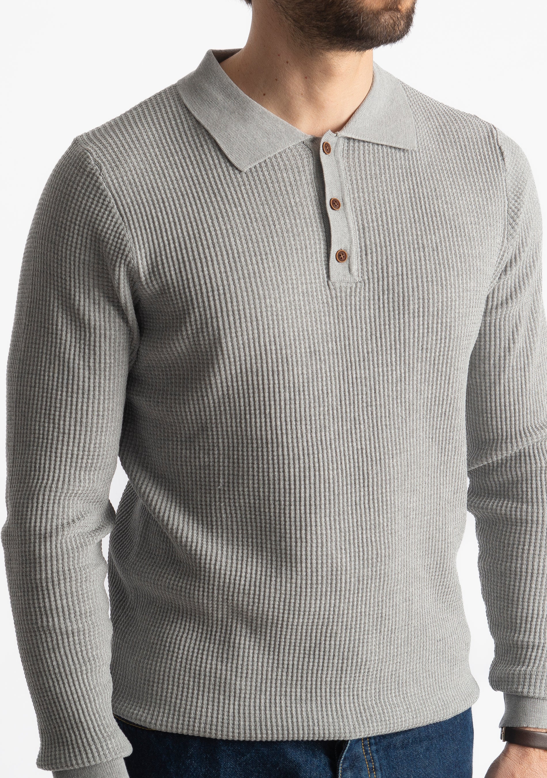 Polo Nido D' Ape 1019 Manica Lungha Grigio