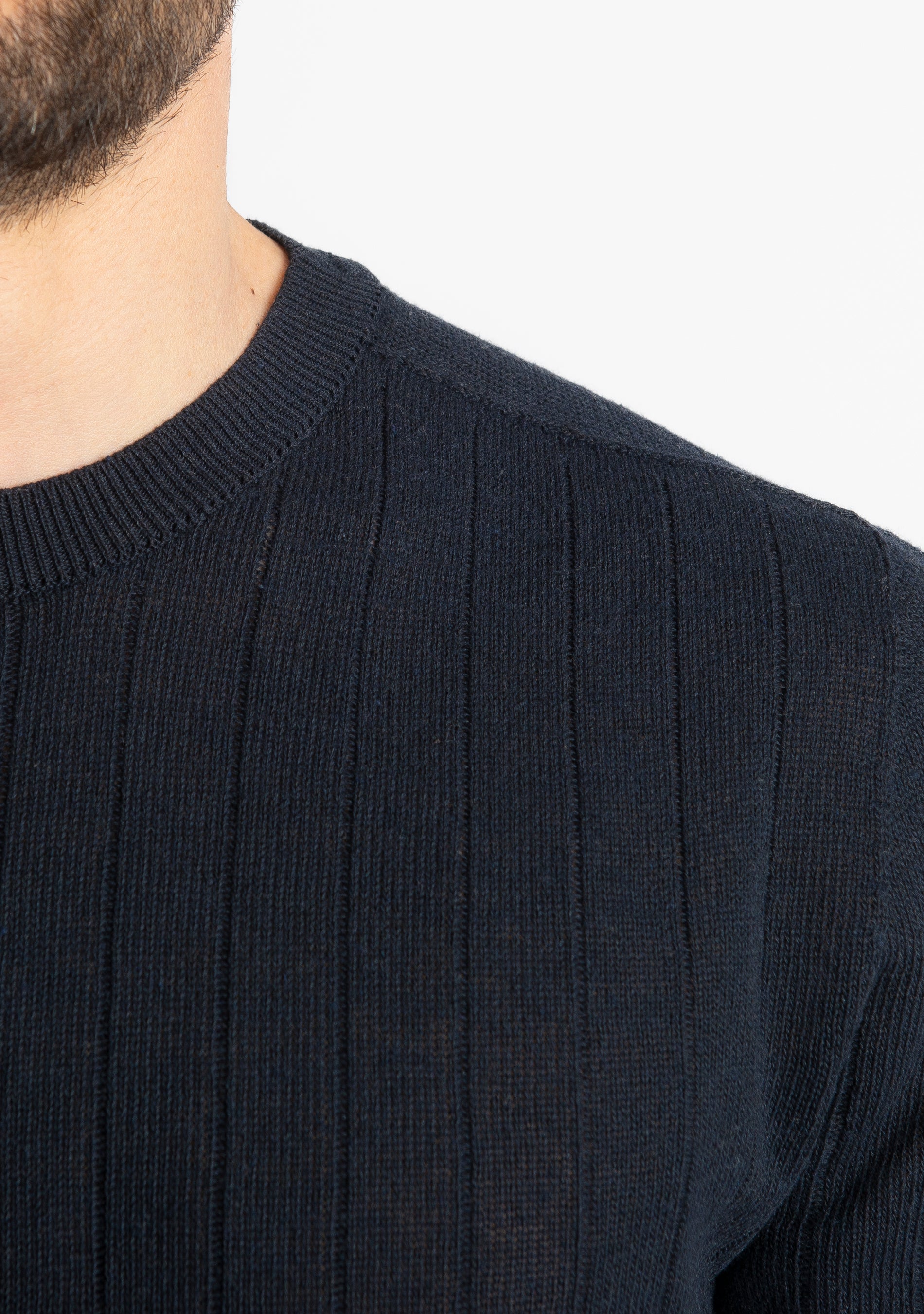 T-shirt In Filo A Coste Blu