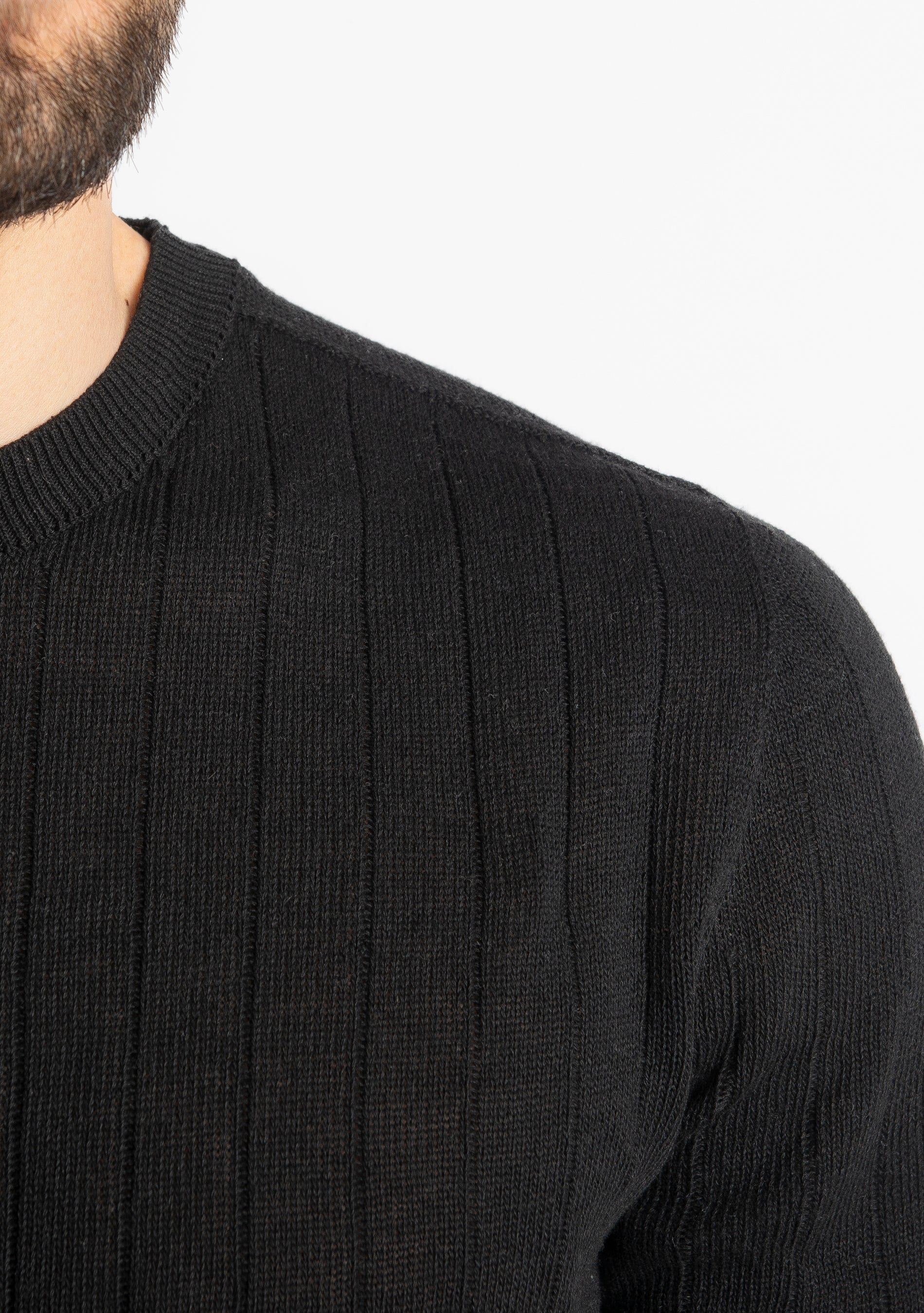 T-shirt In Filo A Coste Nero