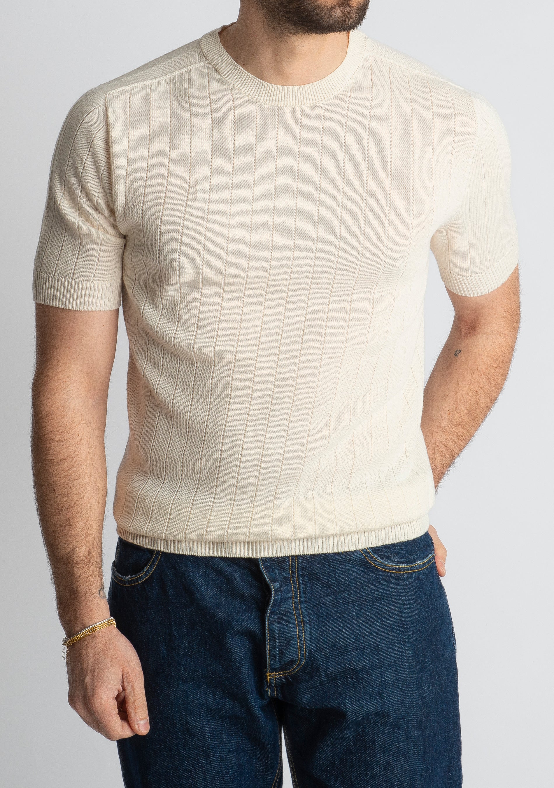 T-shirt In Filo A Coste Burro