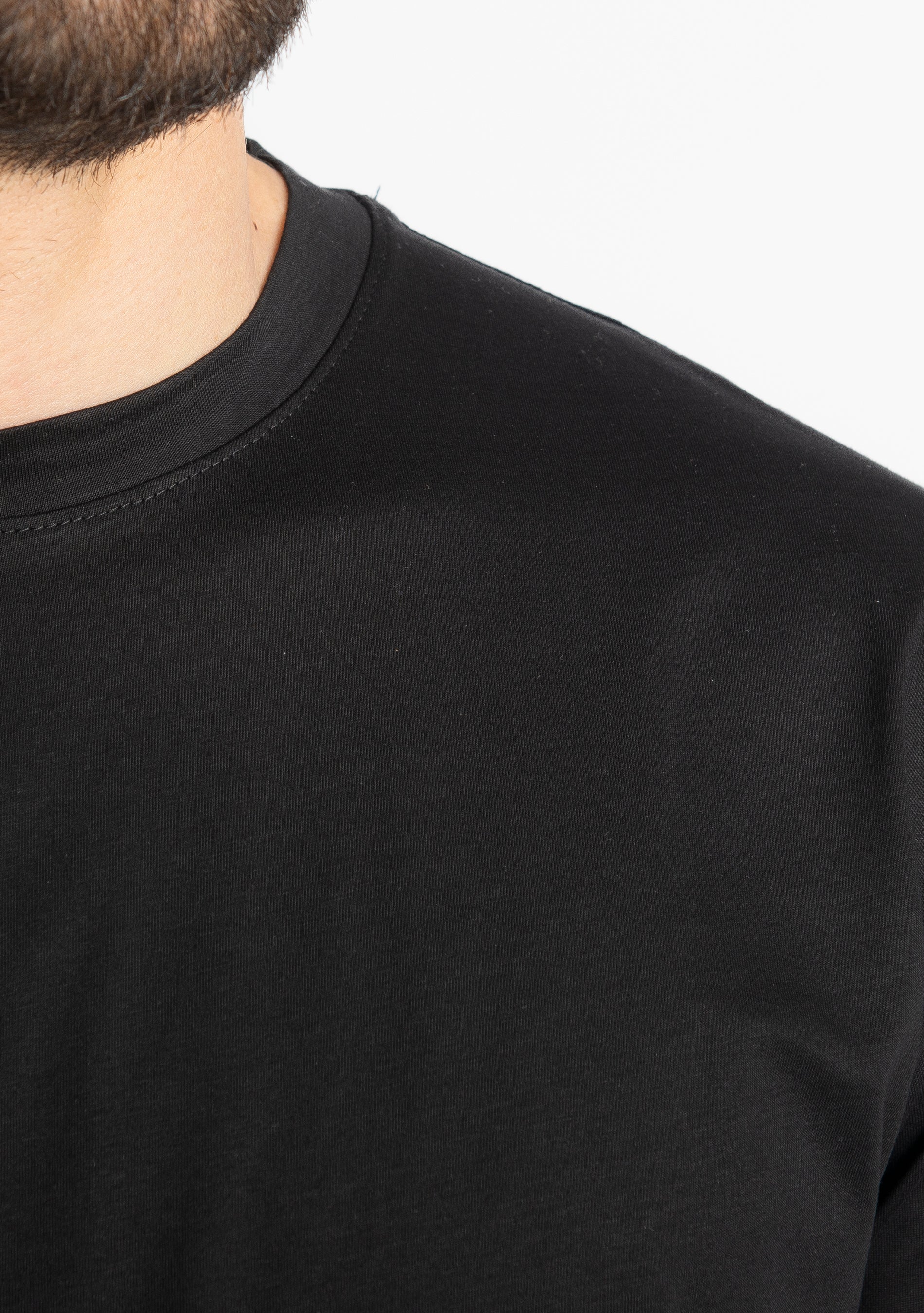T-shirt In Filo Di Scozia Mercerizzato Nero