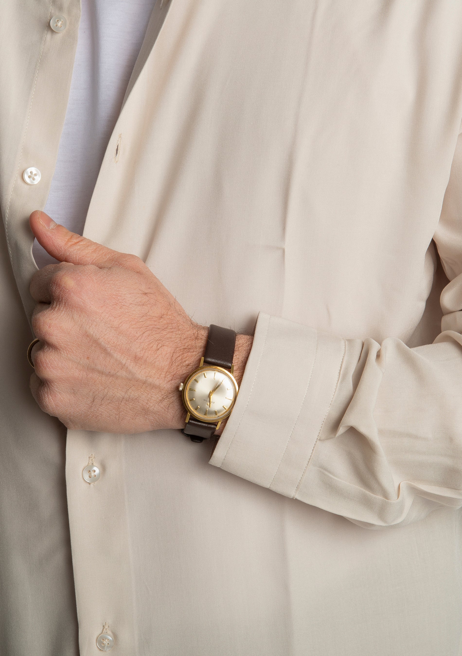 Camicia in Viscosa Over Beige
