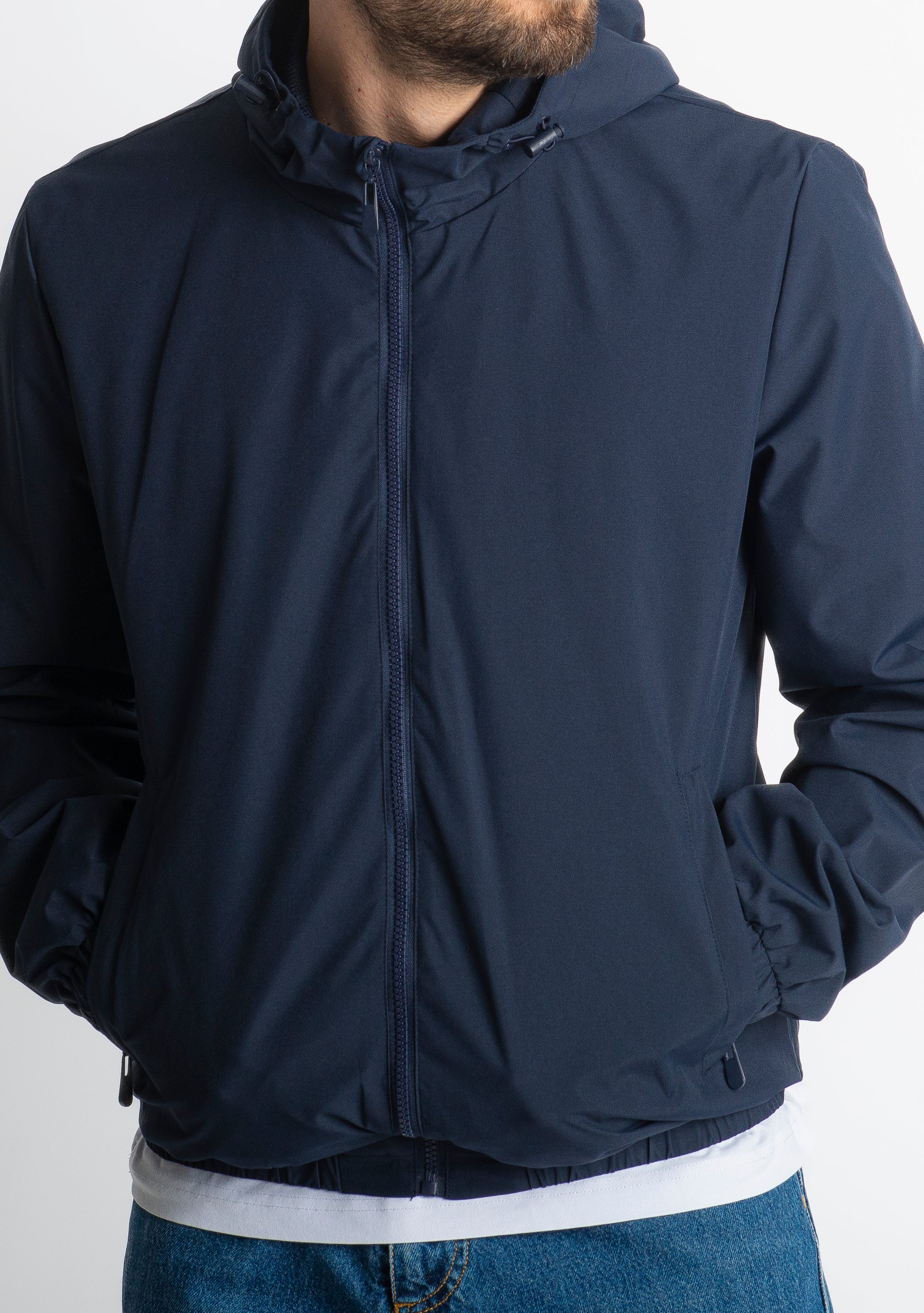 Giacca Antivento con Cappuccio Blu