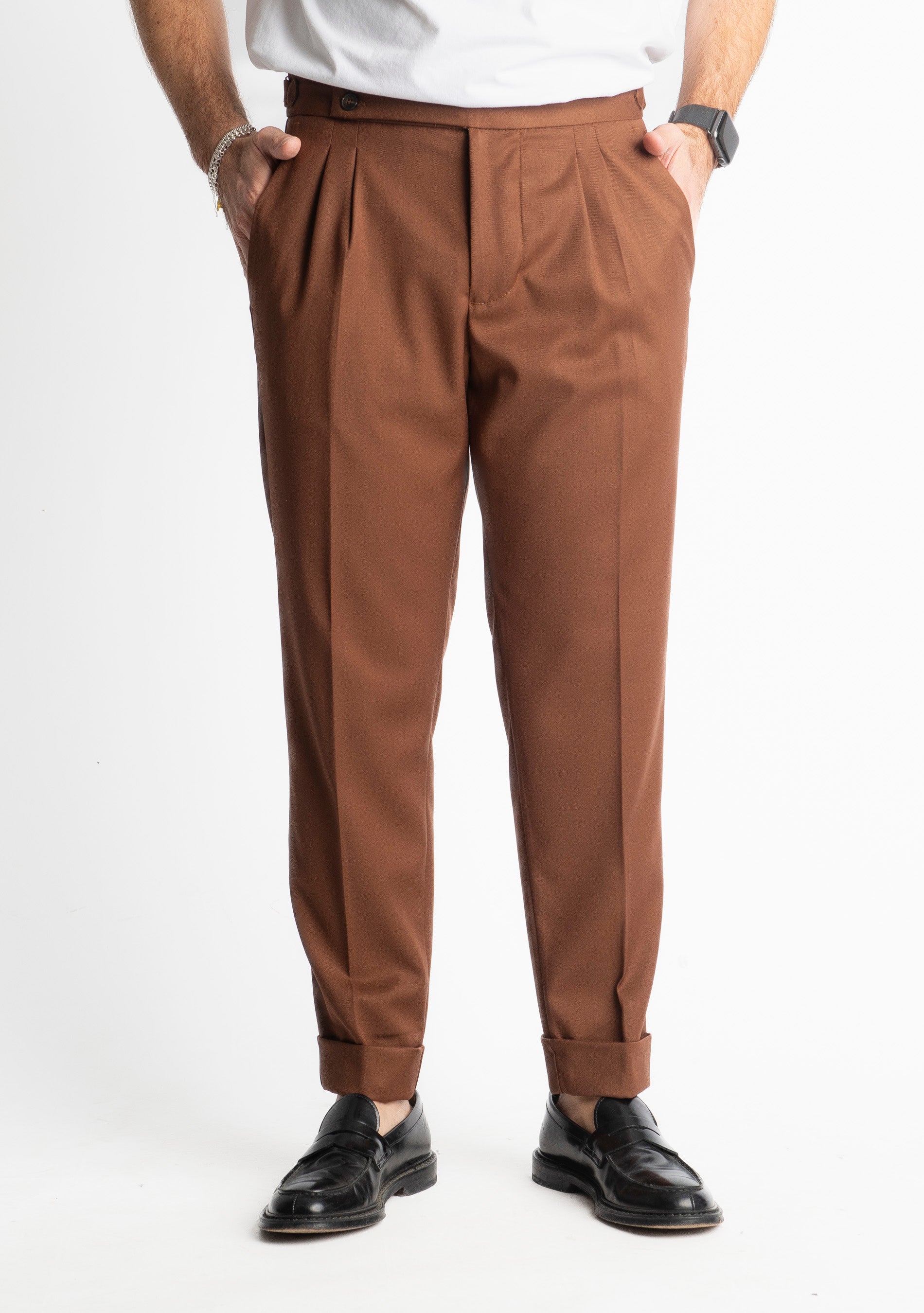 Pantalone Pisa Con Fibbia Tabacco