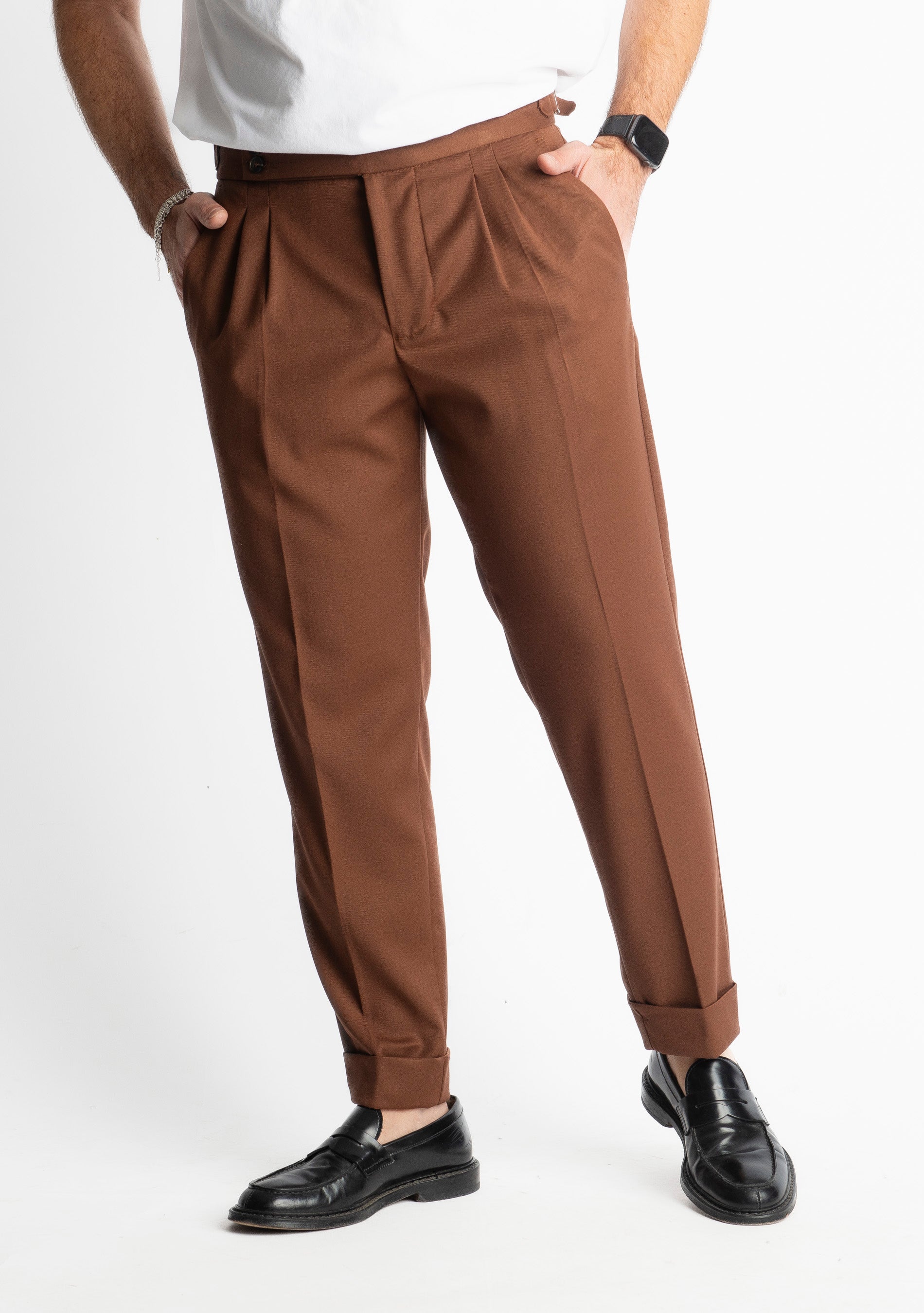 Pantalone Pisa Con Fibbia Tabacco