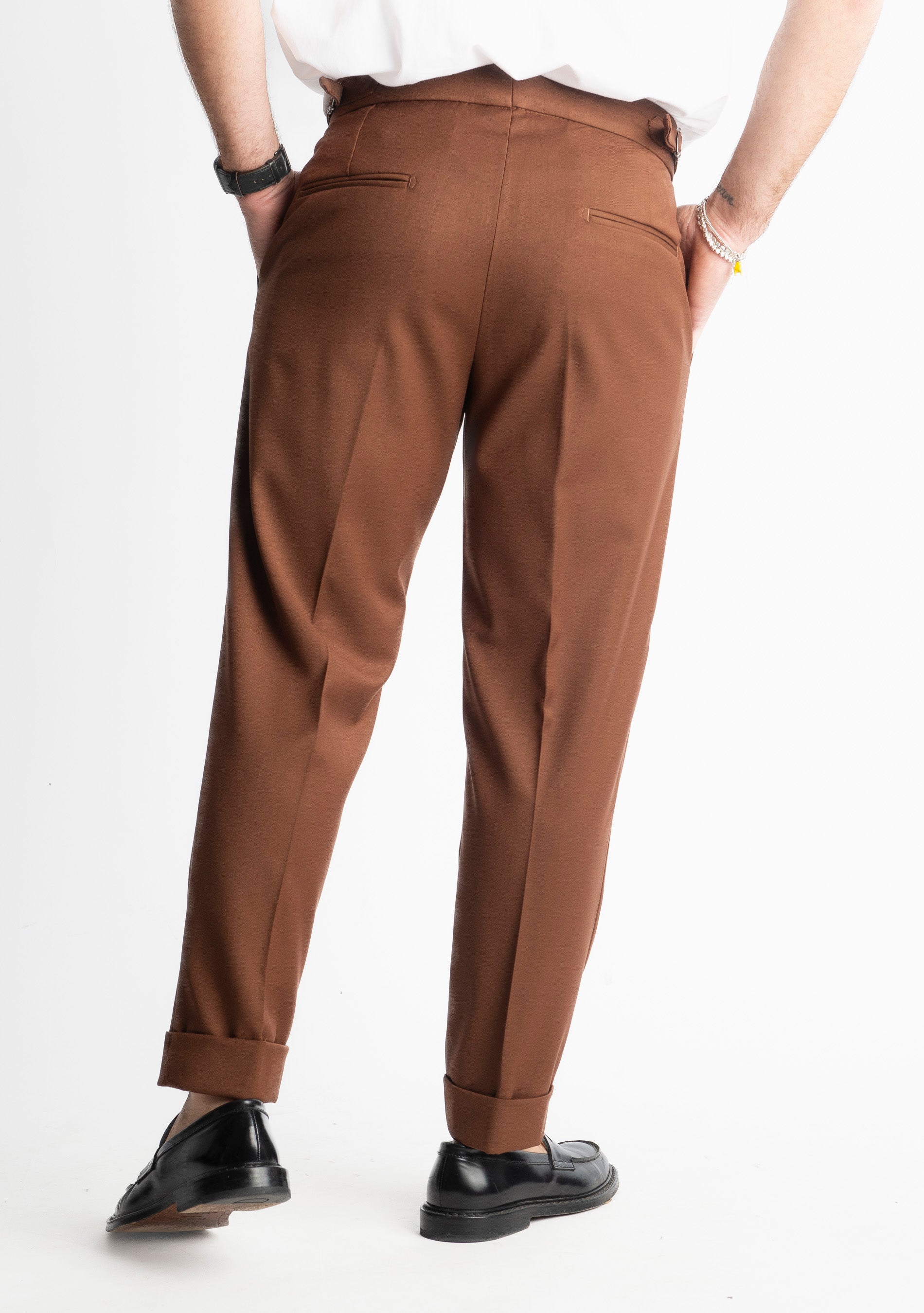 Pantalone Pisa Con Fibbia Tabacco