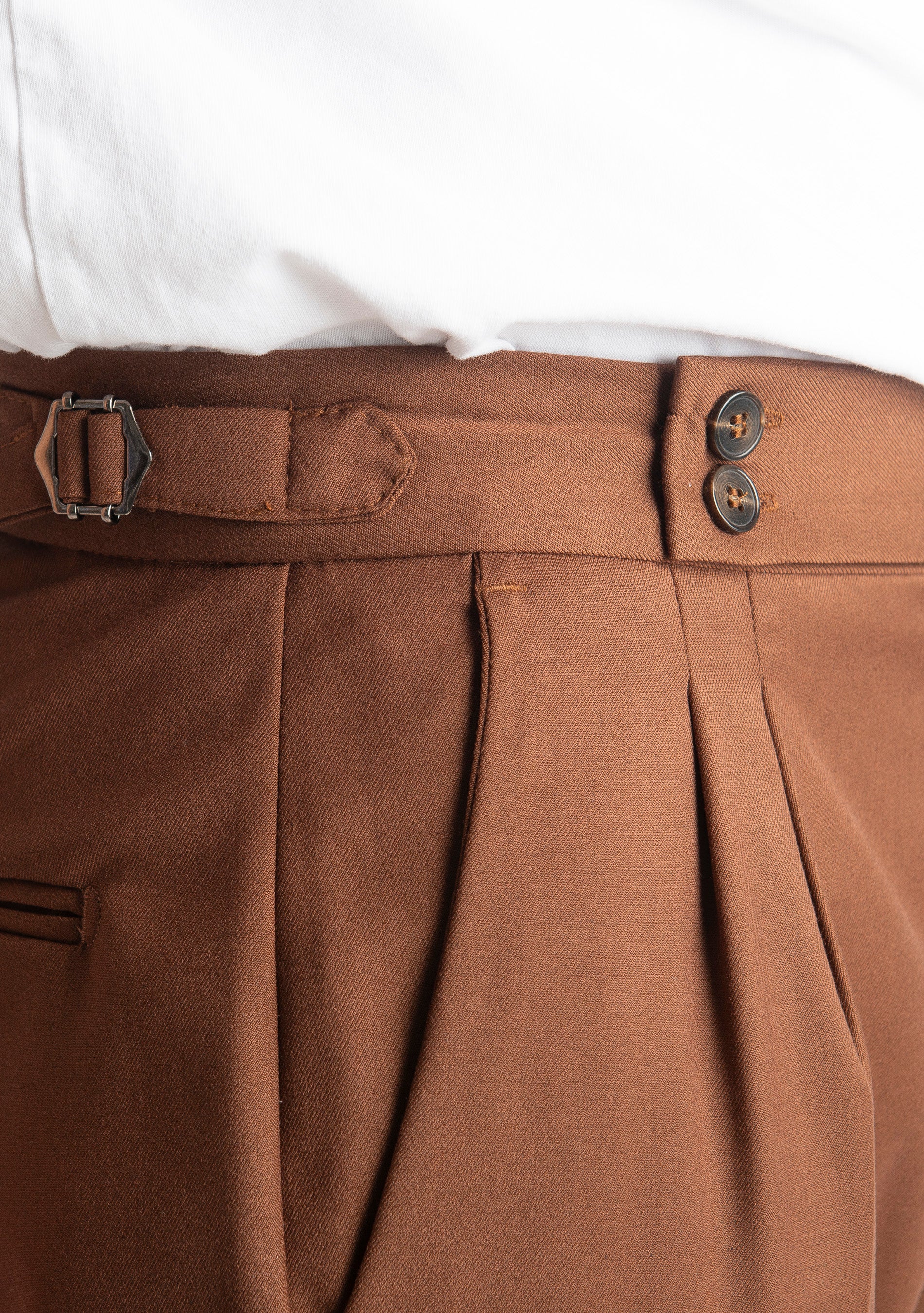 Pantalone Pisa Con Fibbia Tabacco