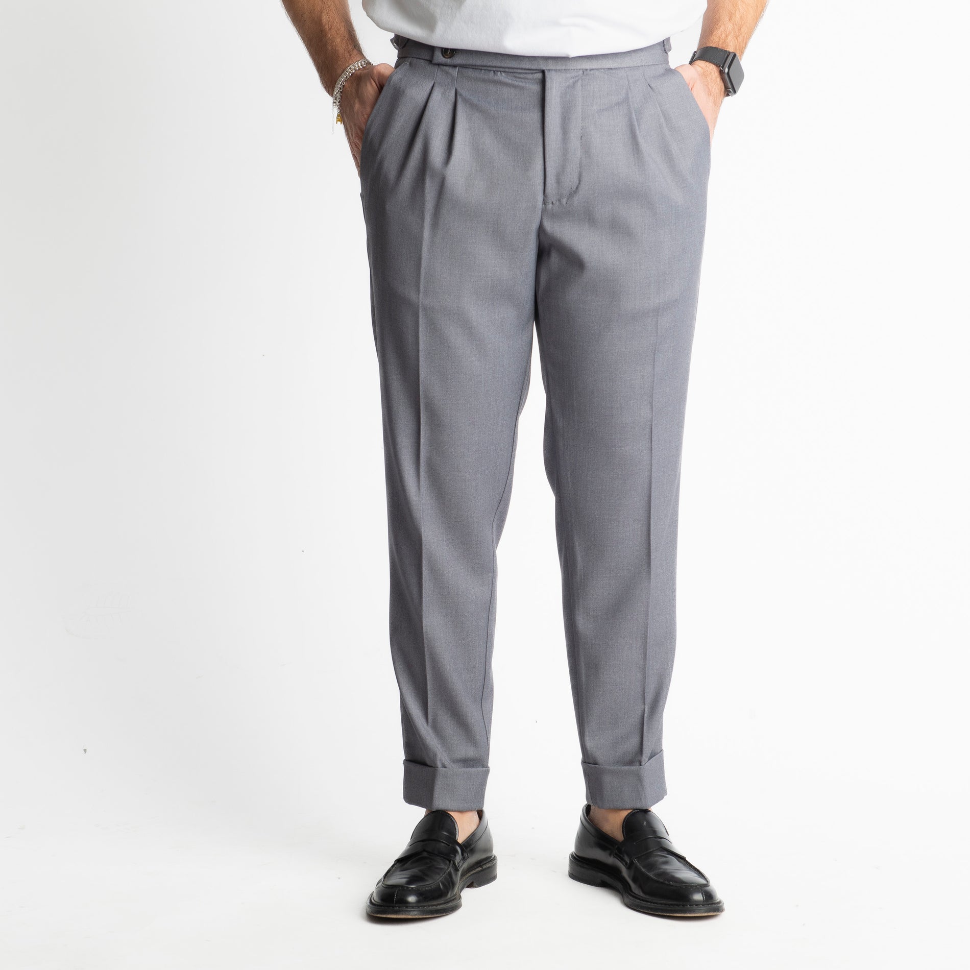 Pantalone Pisa Con Fibbia Grigio