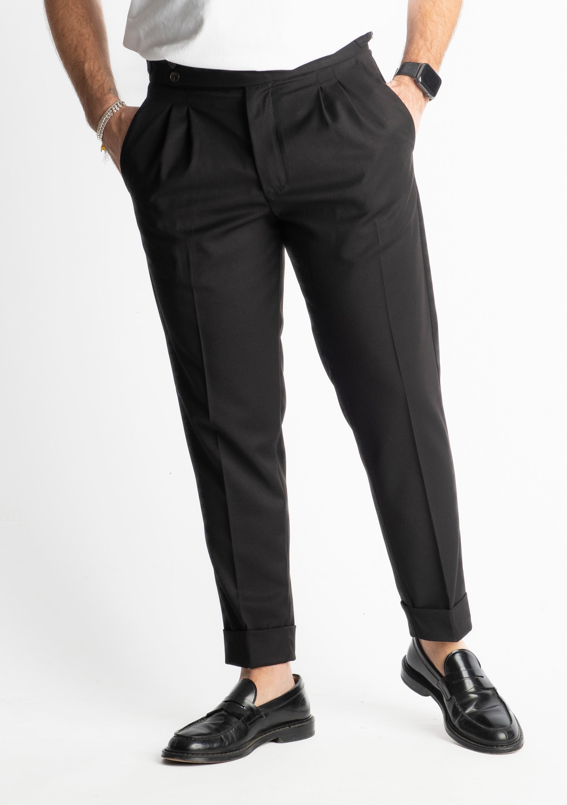 Pantalone Pisa Con Fibbia Nero