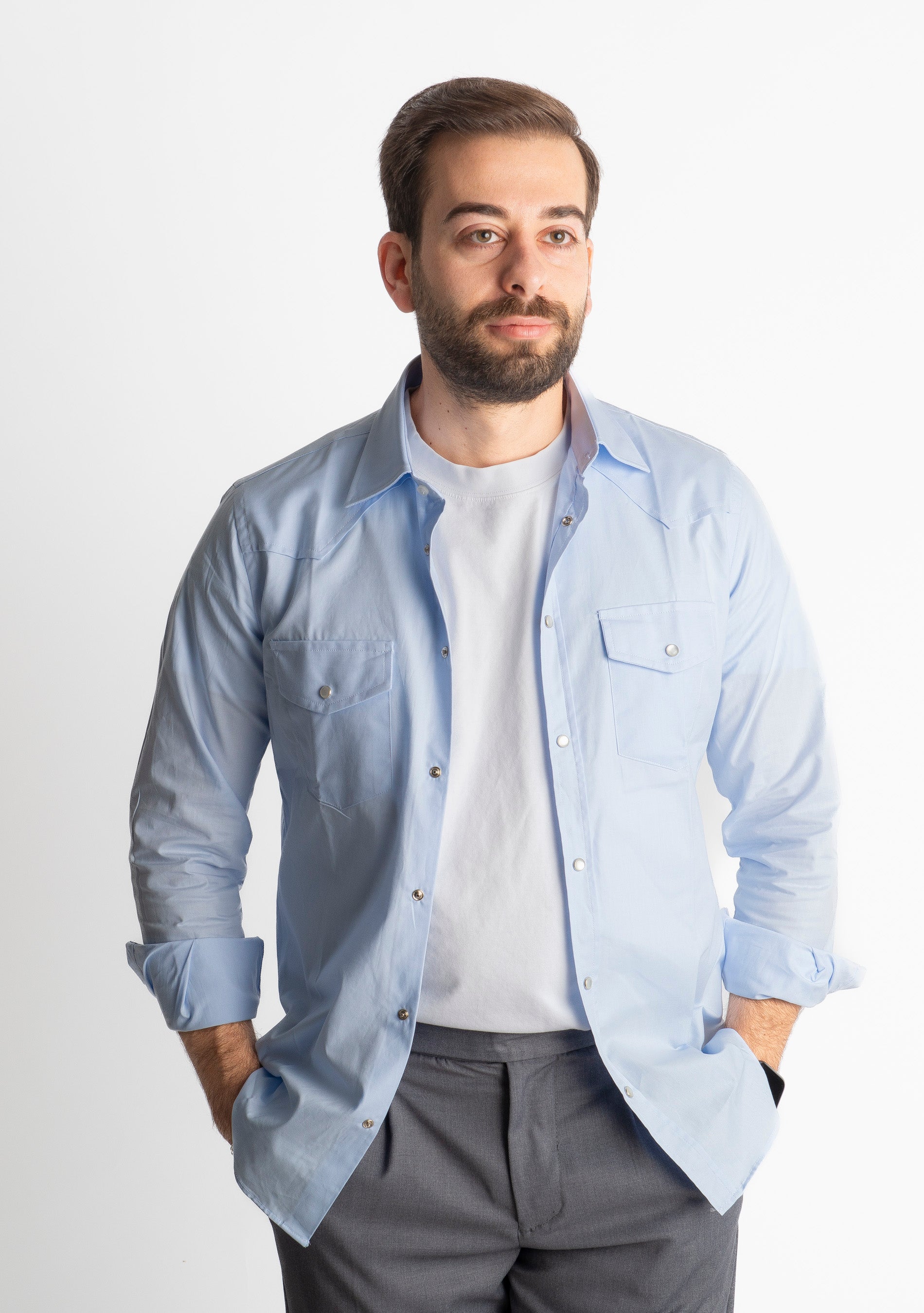 Camicia Texana Celeste