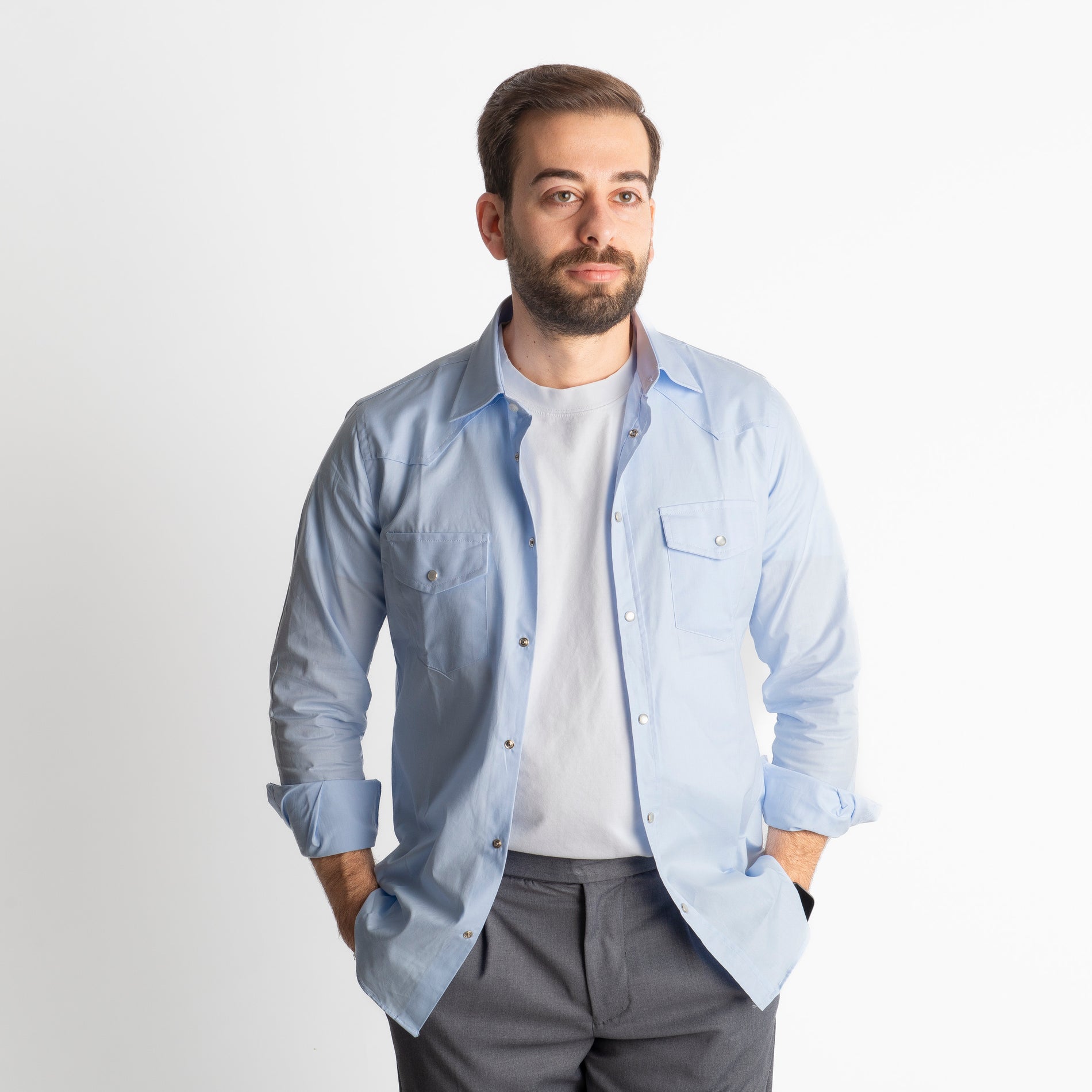 Camicia Texana Celeste