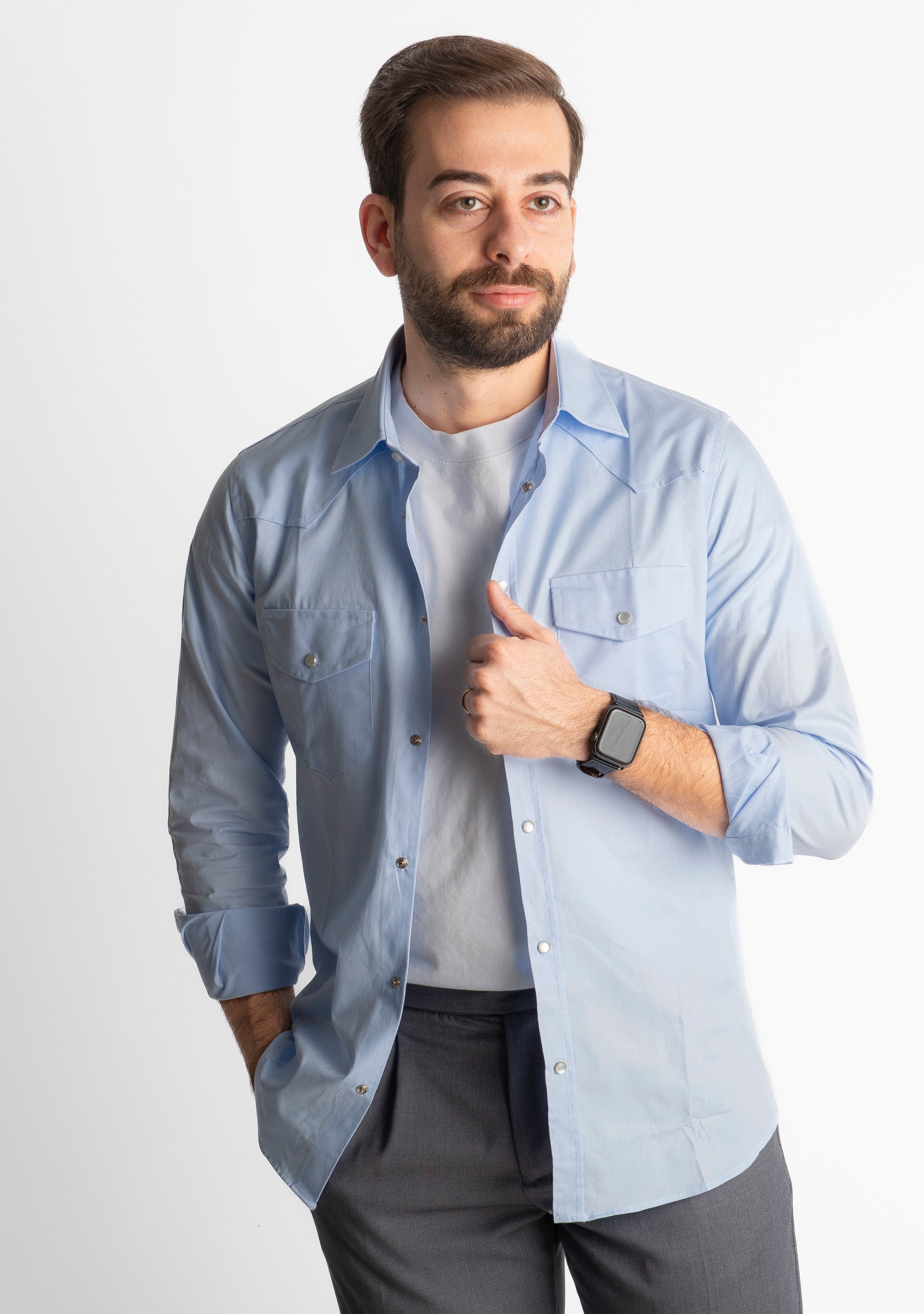 Camicia Texana Celeste