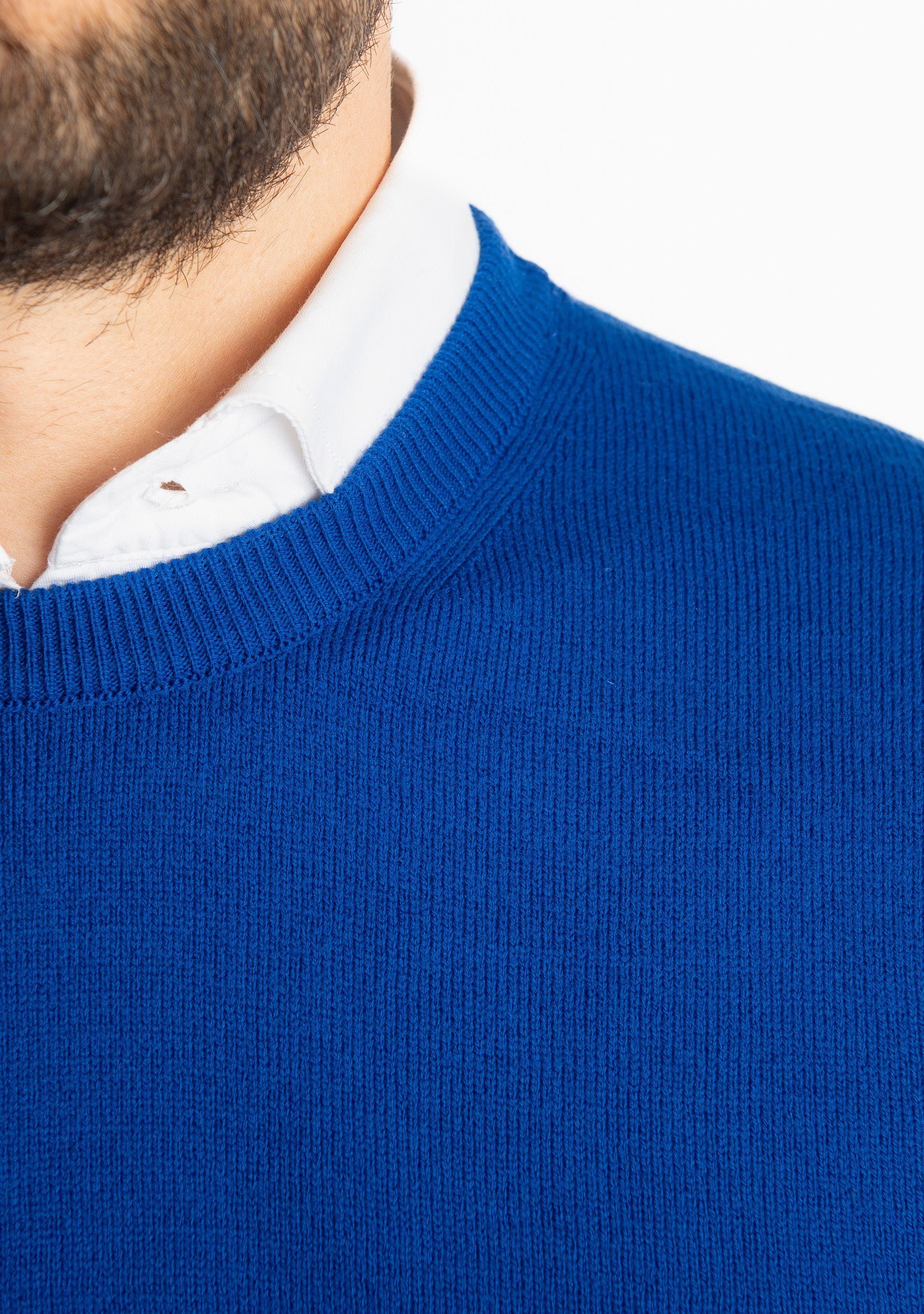 Maglioncino Girocollo In Lana Merinos Blu Royal