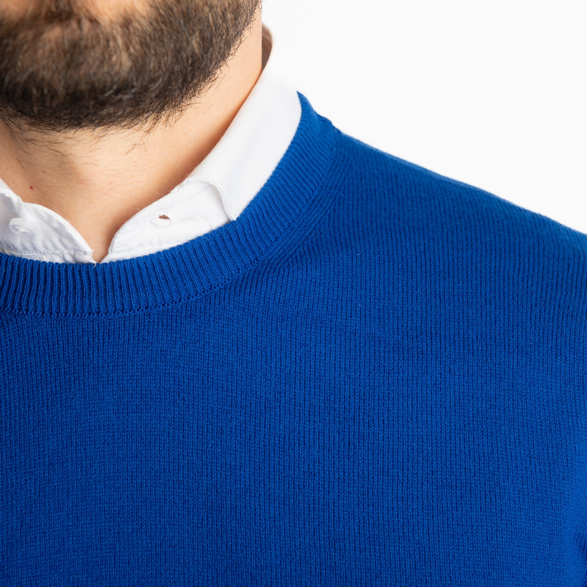 Maglioncino Girocollo In Lana Merinos Blu Royal