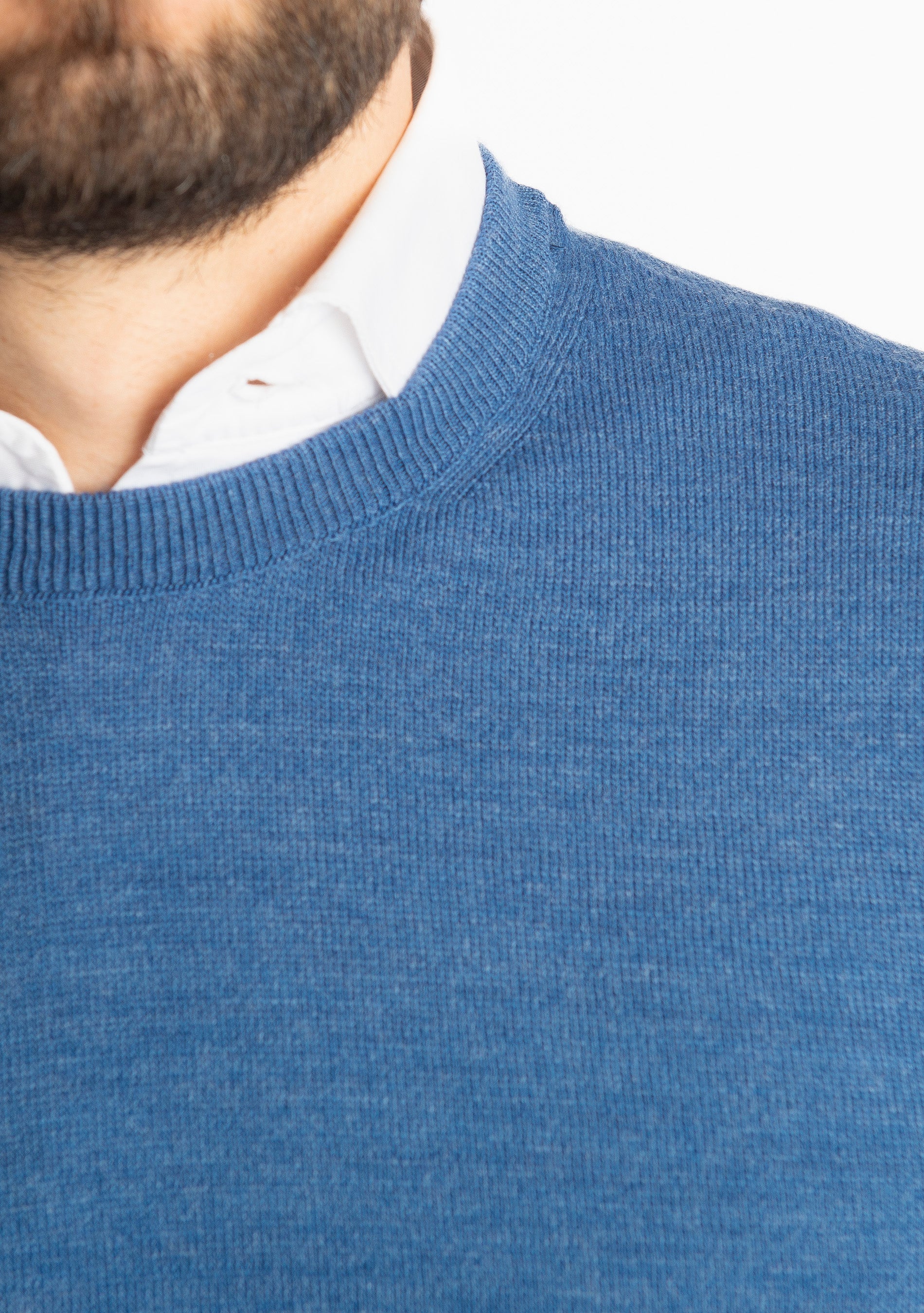 Maglioncino Girocollo In Lana Merinos Indaco