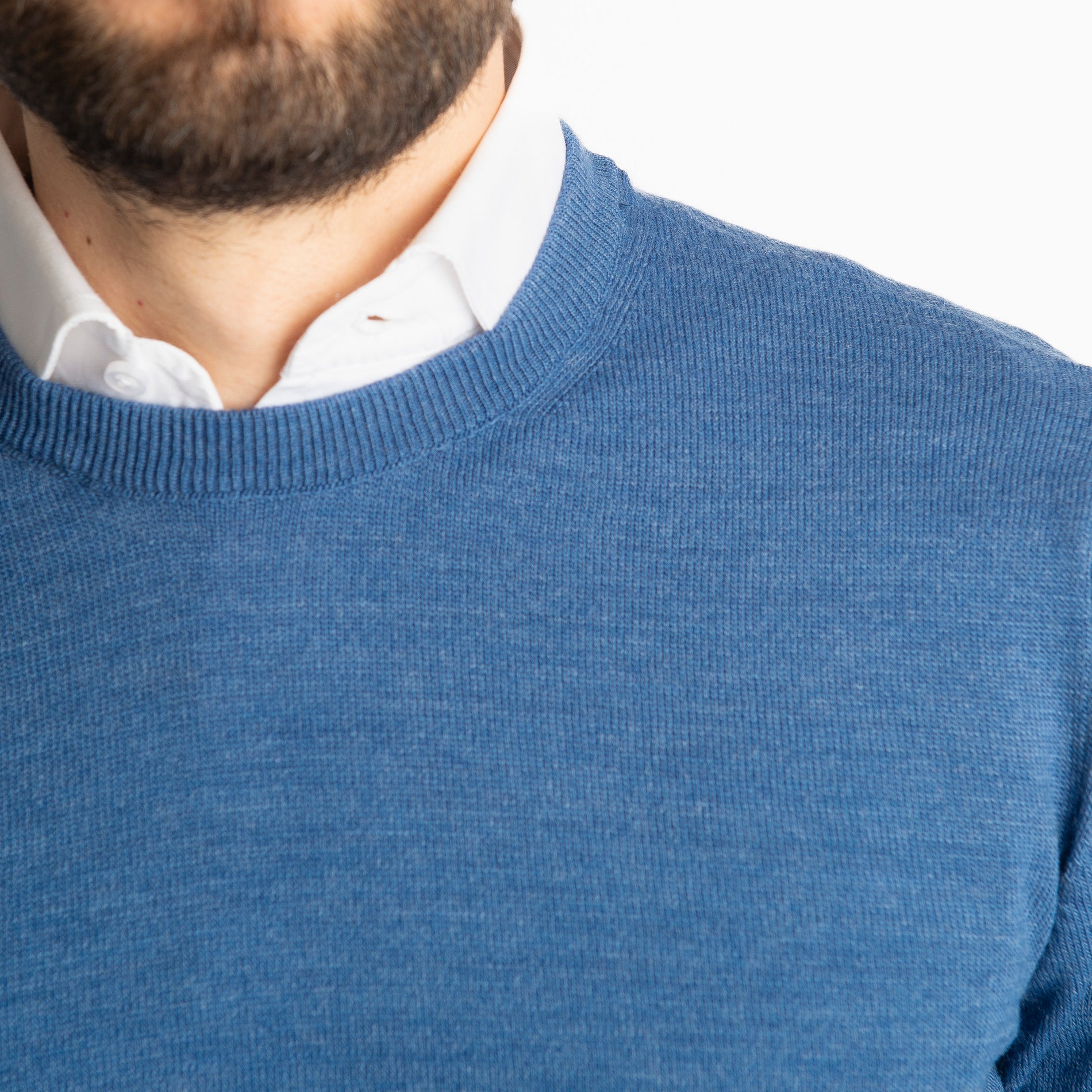 Maglioncino Girocollo In Lana Merinos Indaco