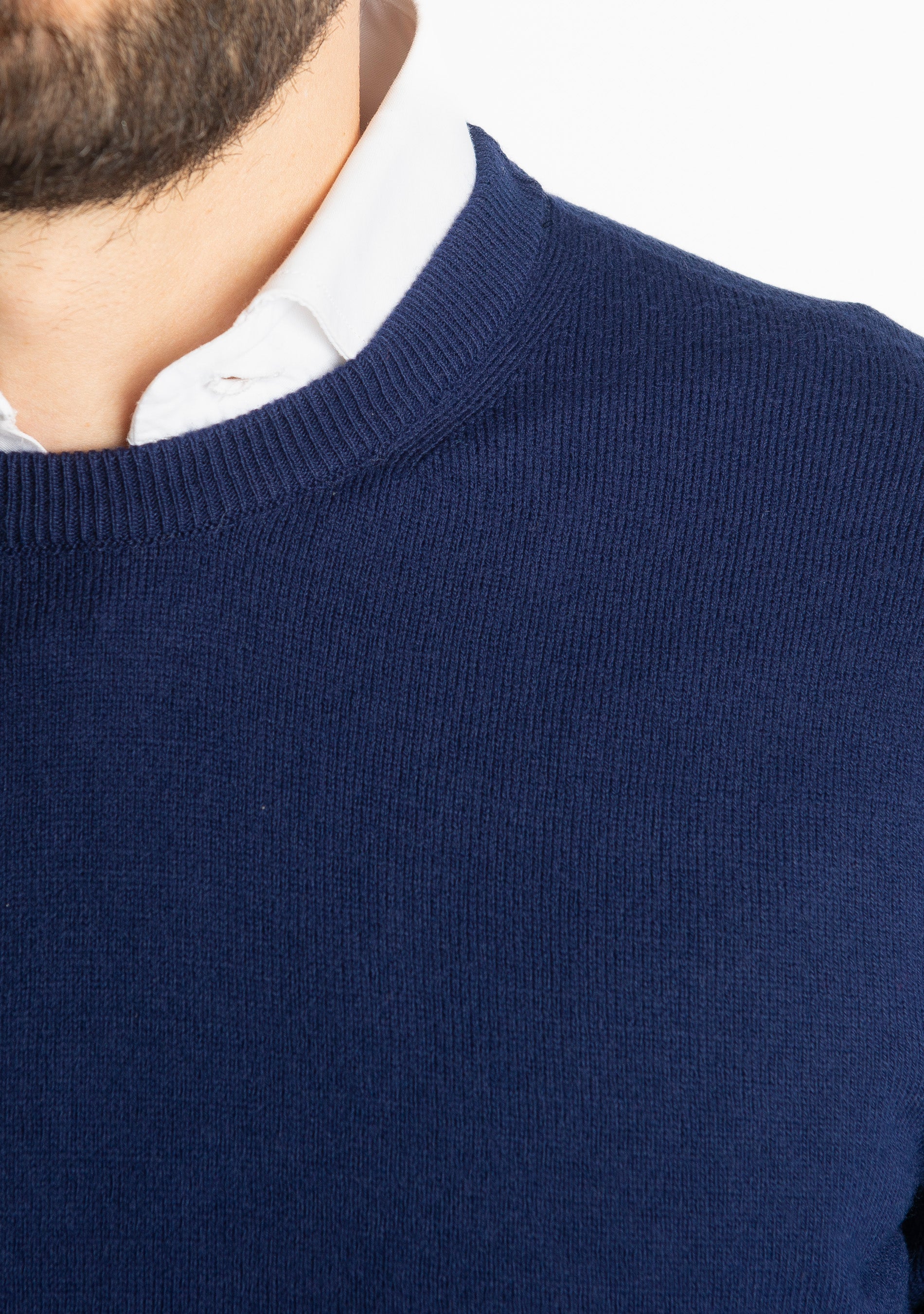 Maglioncino Girocollo In Lana Merinos Blu