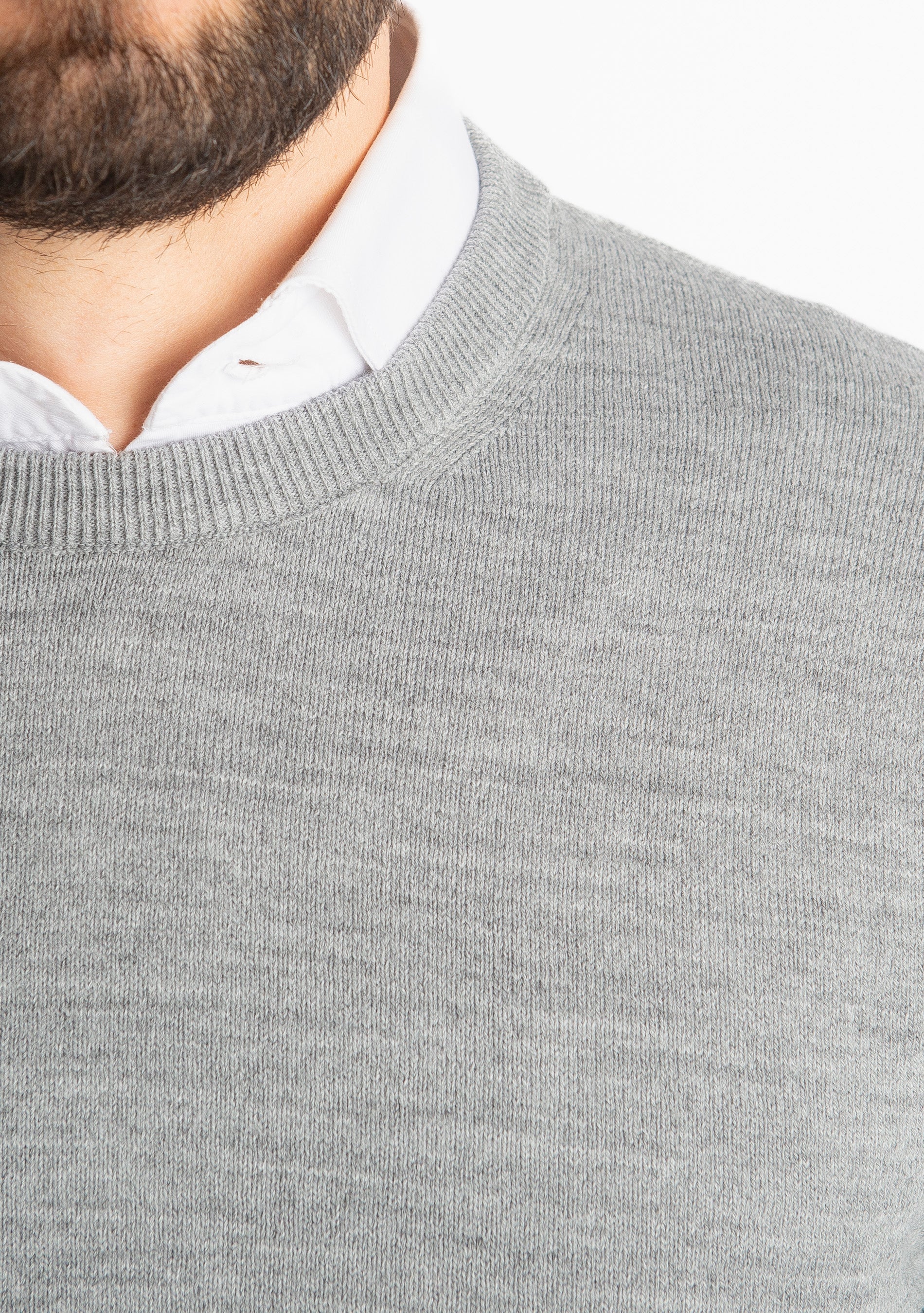 Maglioncino Girocollo In Lana Merinos Grigio