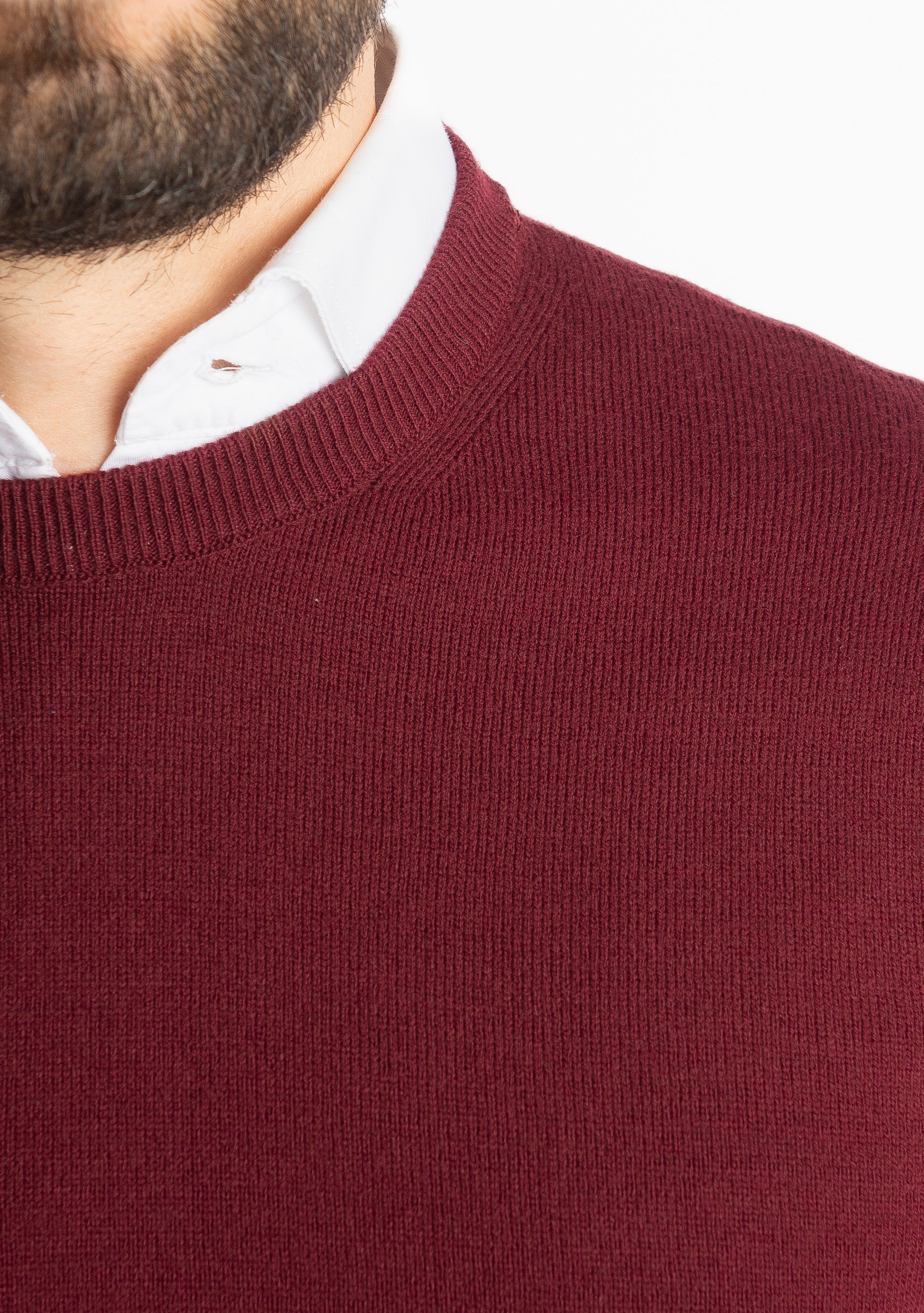 Maglioncino Girocollo In Lana Merinos Bordeux