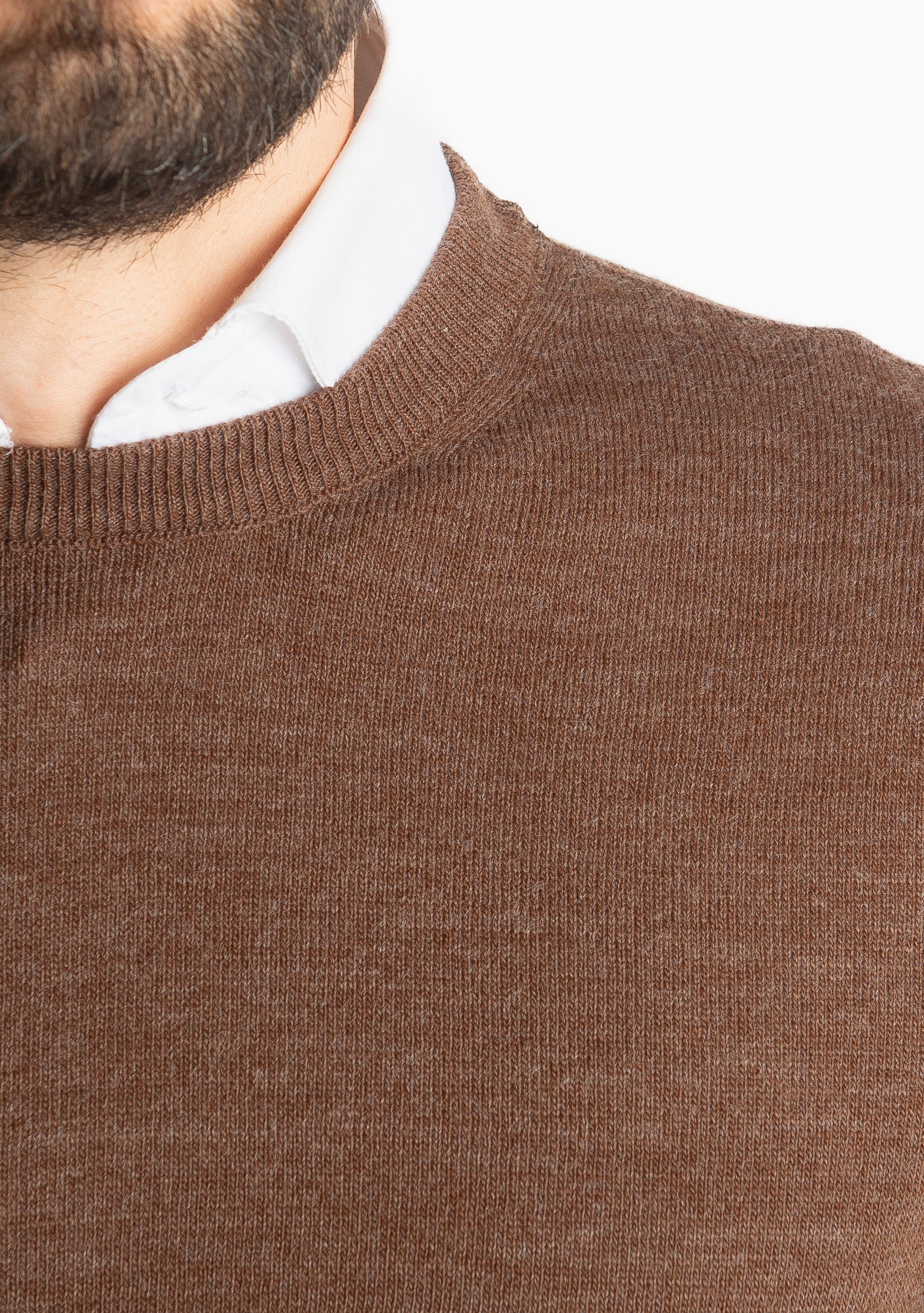 Maglioncino Girocollo In Lana Merinos Testa Di Moro