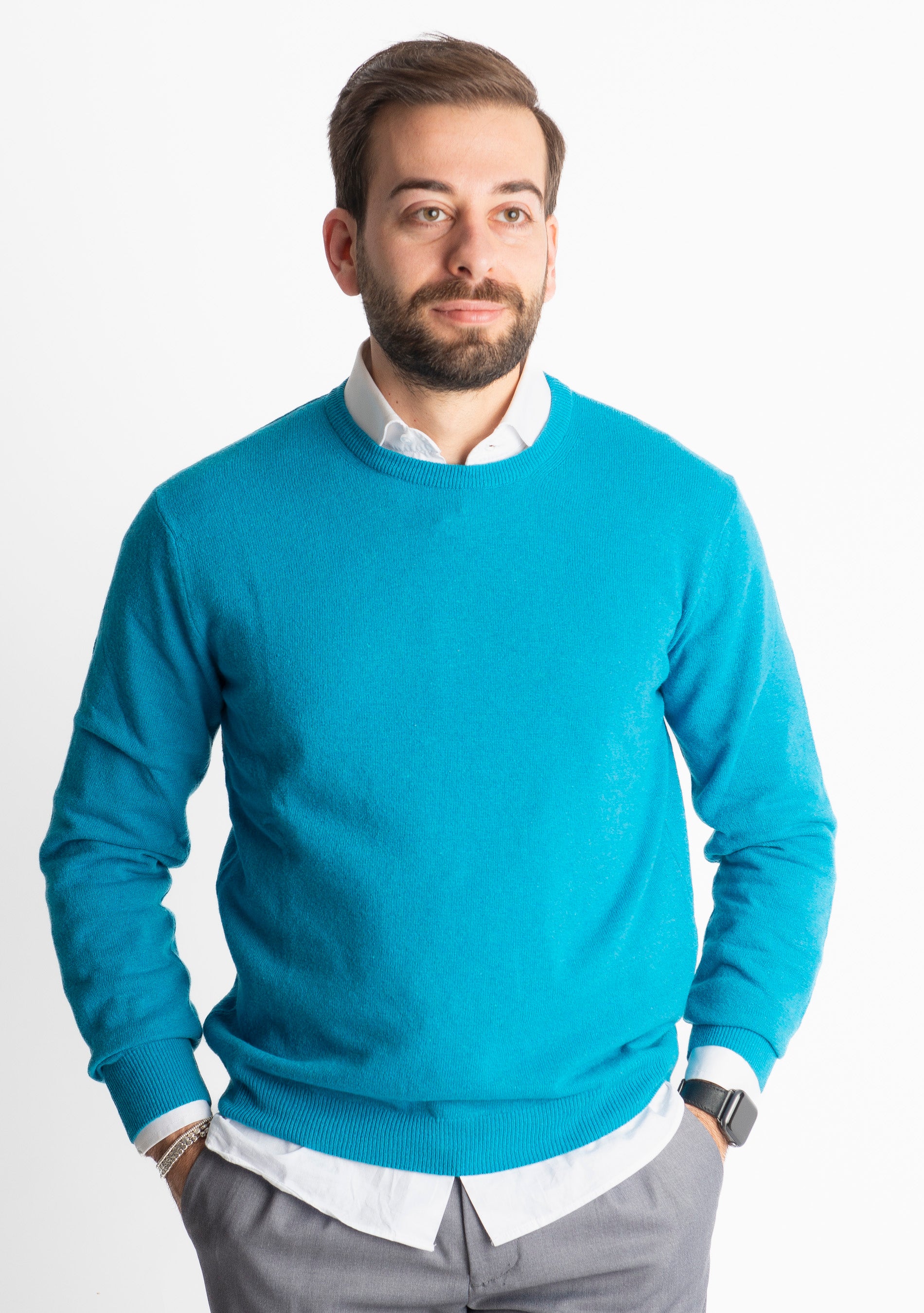 Maglioncino Misto Cashmere Ottanio