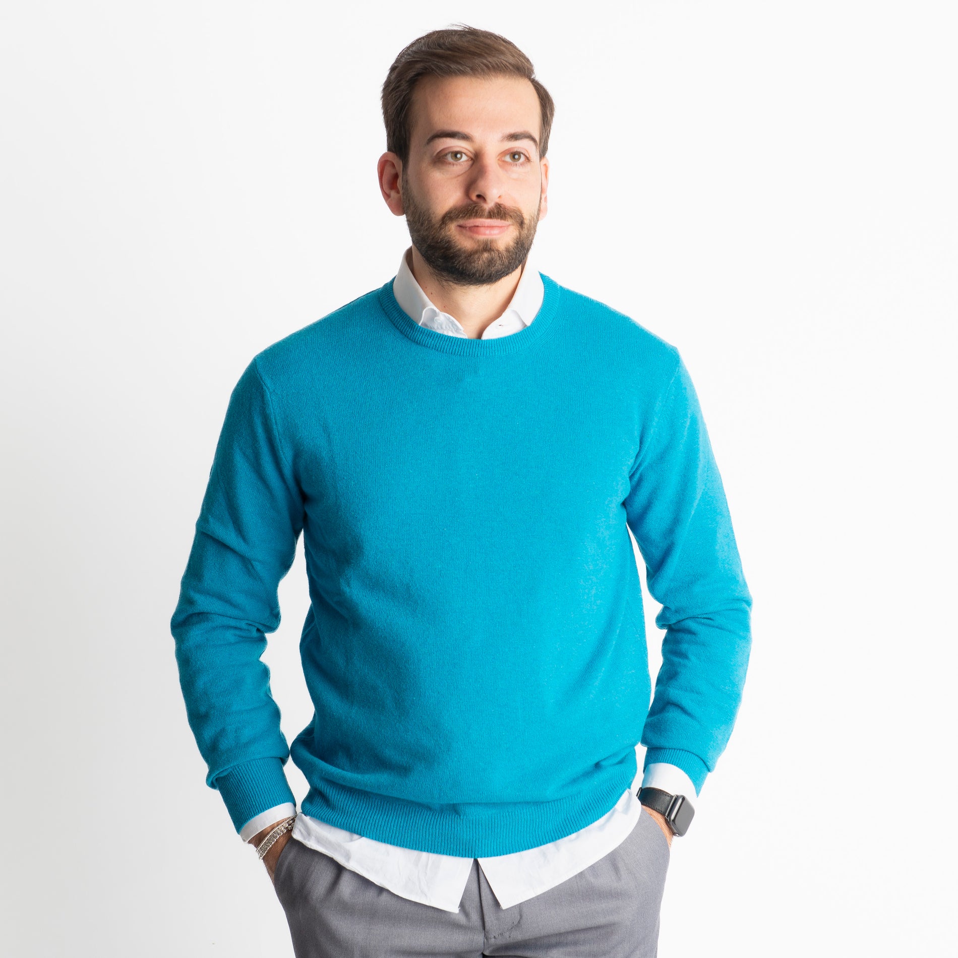 Maglioncino Misto Cashmere Ottanio